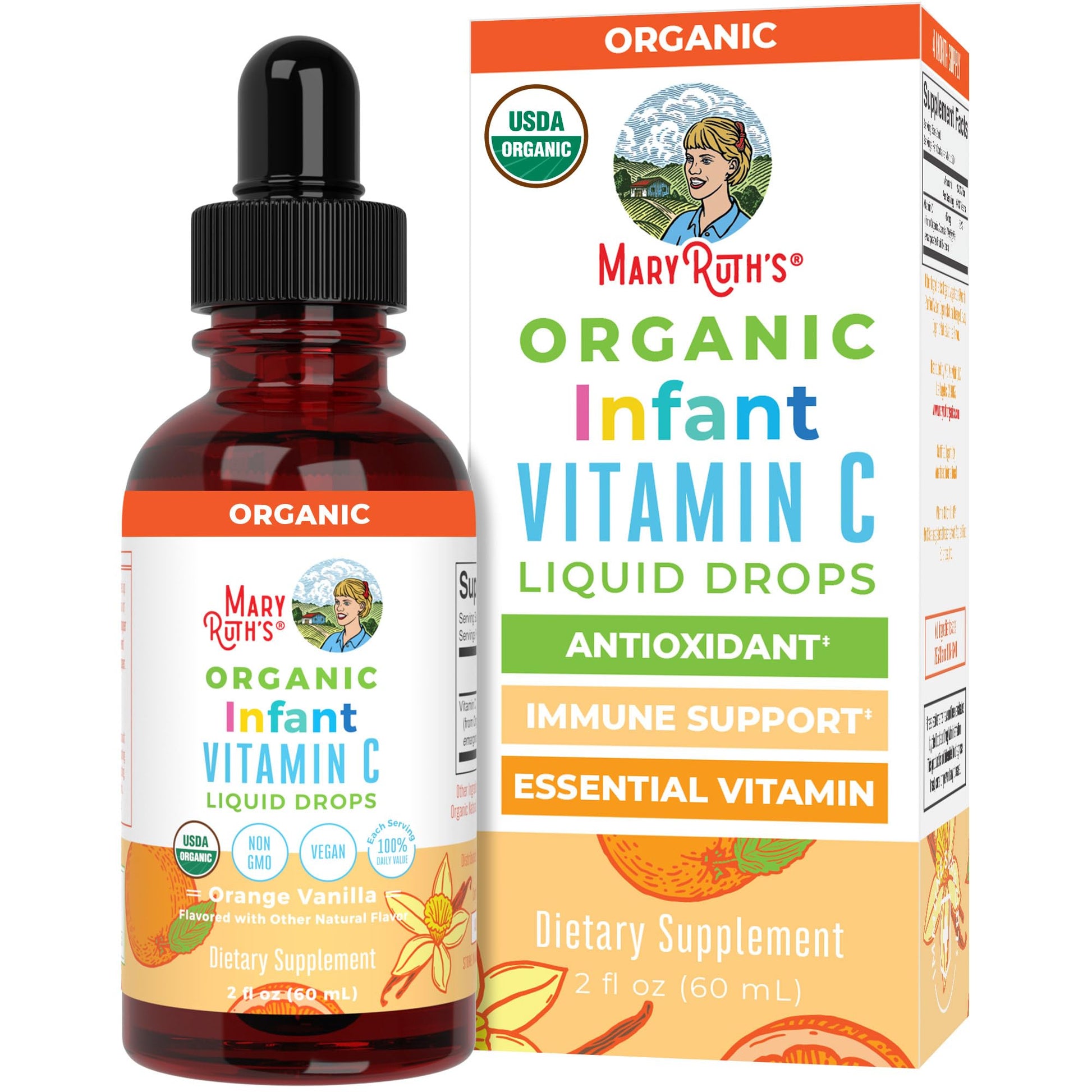 MaryRuth Organics Infant & Baby Vitamin C Supplement | USDA Organic Vitamin C Liquid Drops for Infants | Ages 6-12 Months | Immune Support | Overall Health | Vegan | Non-GMO | Gluten Free | 2 Fl Oz MARYRUTH'SUS supplements