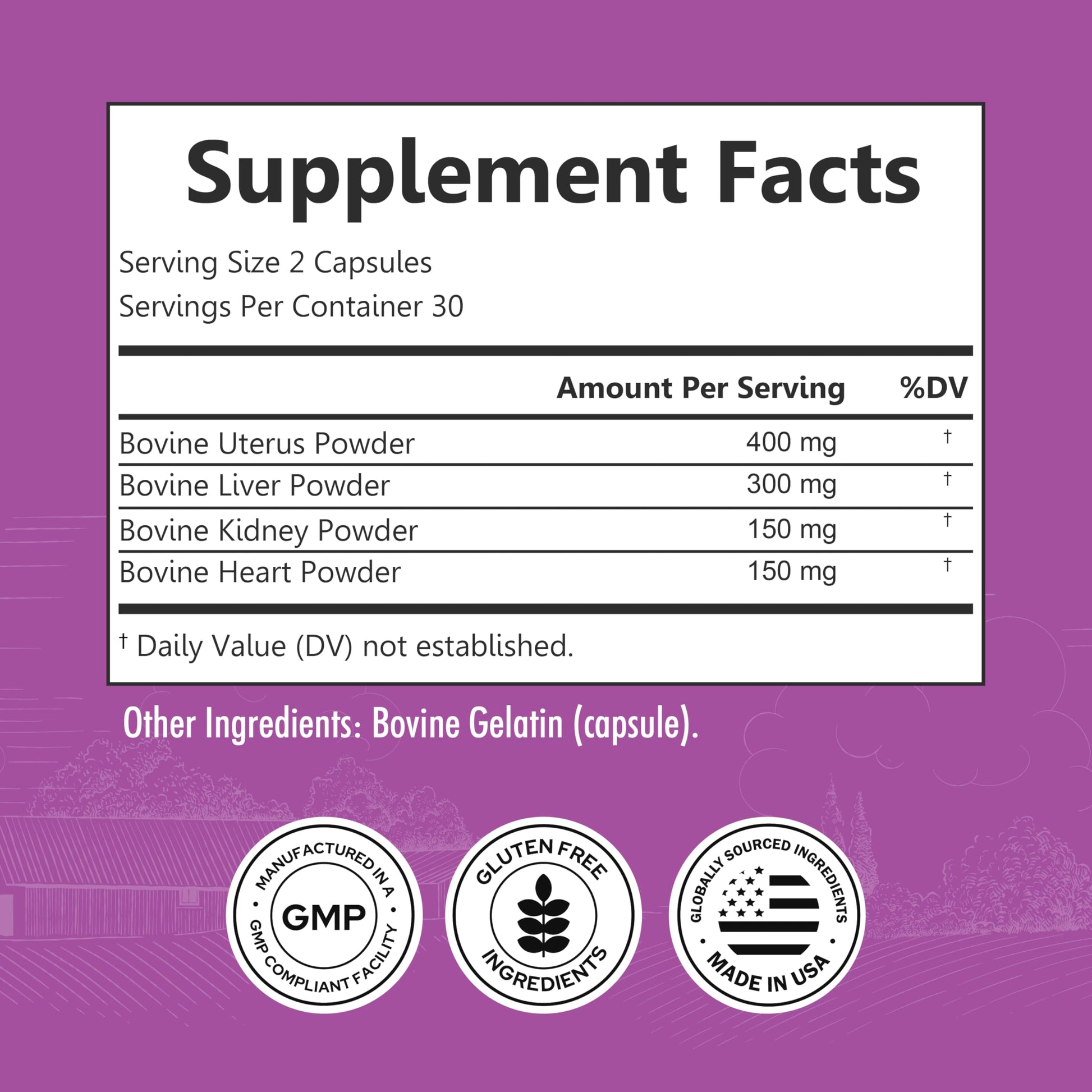 BioSchwartz Primal Beef Organ Supplement for Women - 60 Capsules - Grass-Fed & Pasture-Raised - Supports Healthy Hair Skin and Nails, Hormone Balance - with Bovine Liver, Kidney, Heart, Uterus Powder BioSchwartzAu supplements