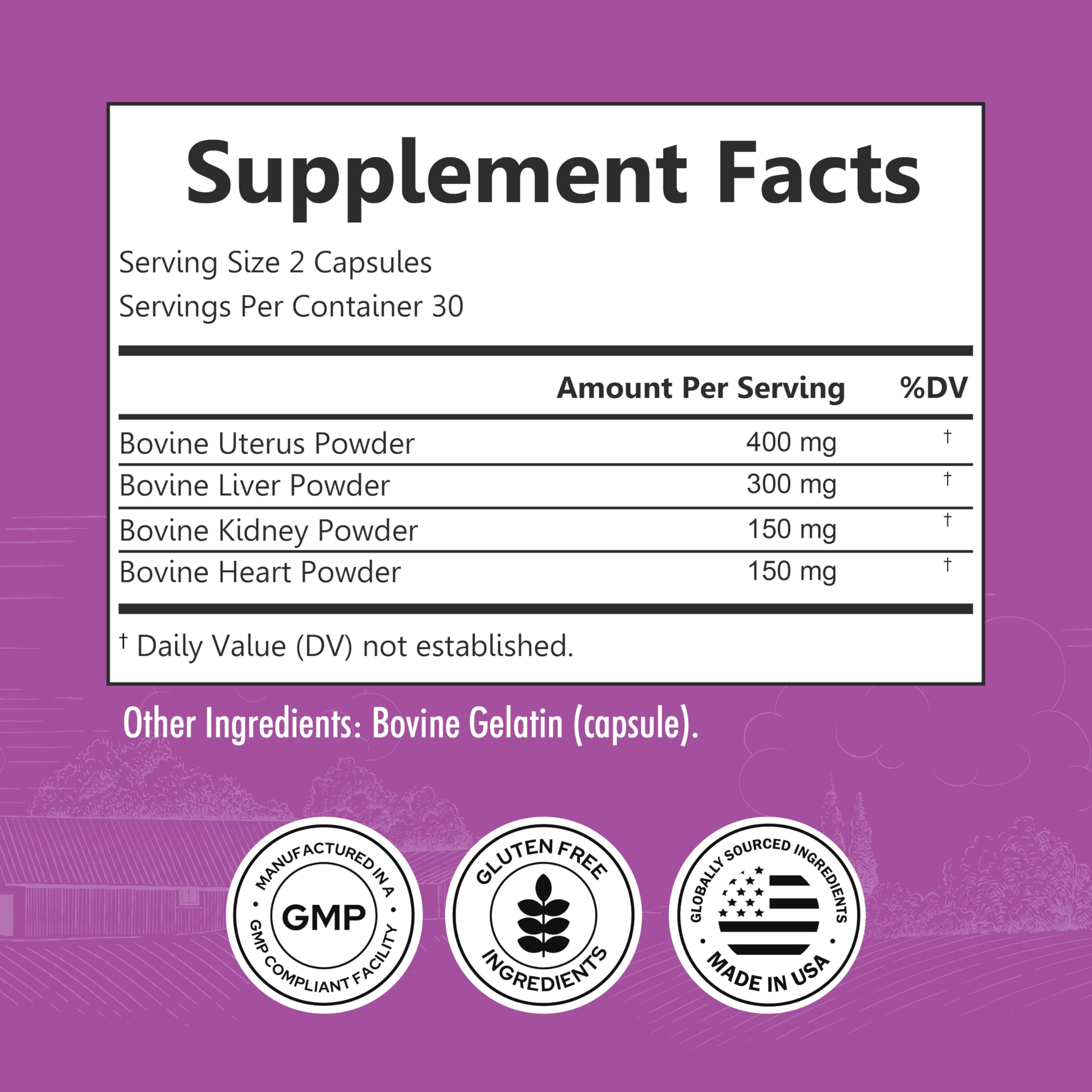 BioSchwartz Primal Beef Organ Supplement for Women - 60 Capsules - Grass-Fed & Pasture-Raised - Supports Healthy Hair Skin and Nails, Hormone Balance - with Bovine Liver, Kidney, Heart, Uterus Powder BioSchwartzAu supplements