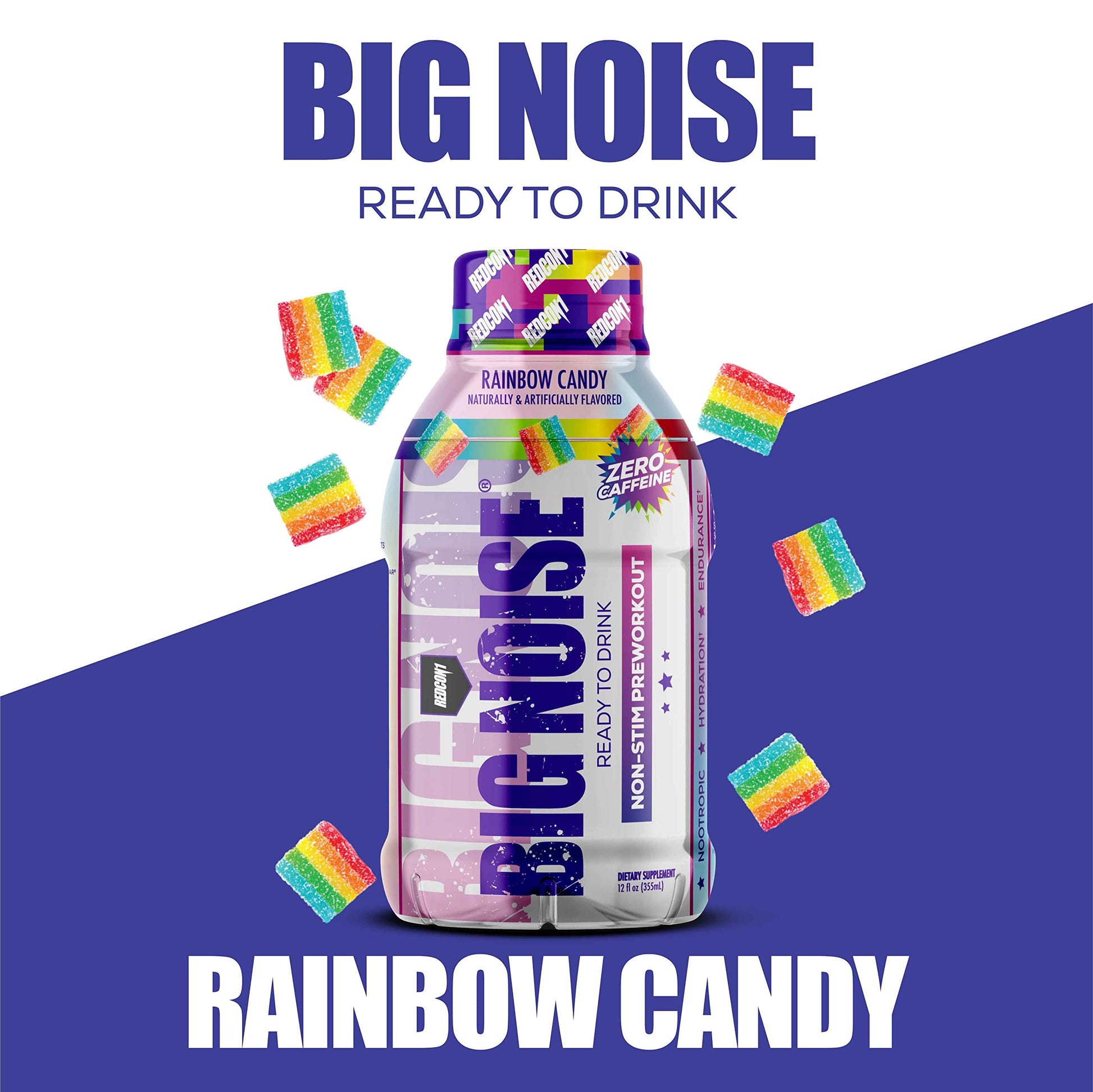 REDCON1 Big Noise RTD Pre Workout Drink, Rainbow Candy - Caffeine-Free Ready-to-Drink REDCON1Au supplements