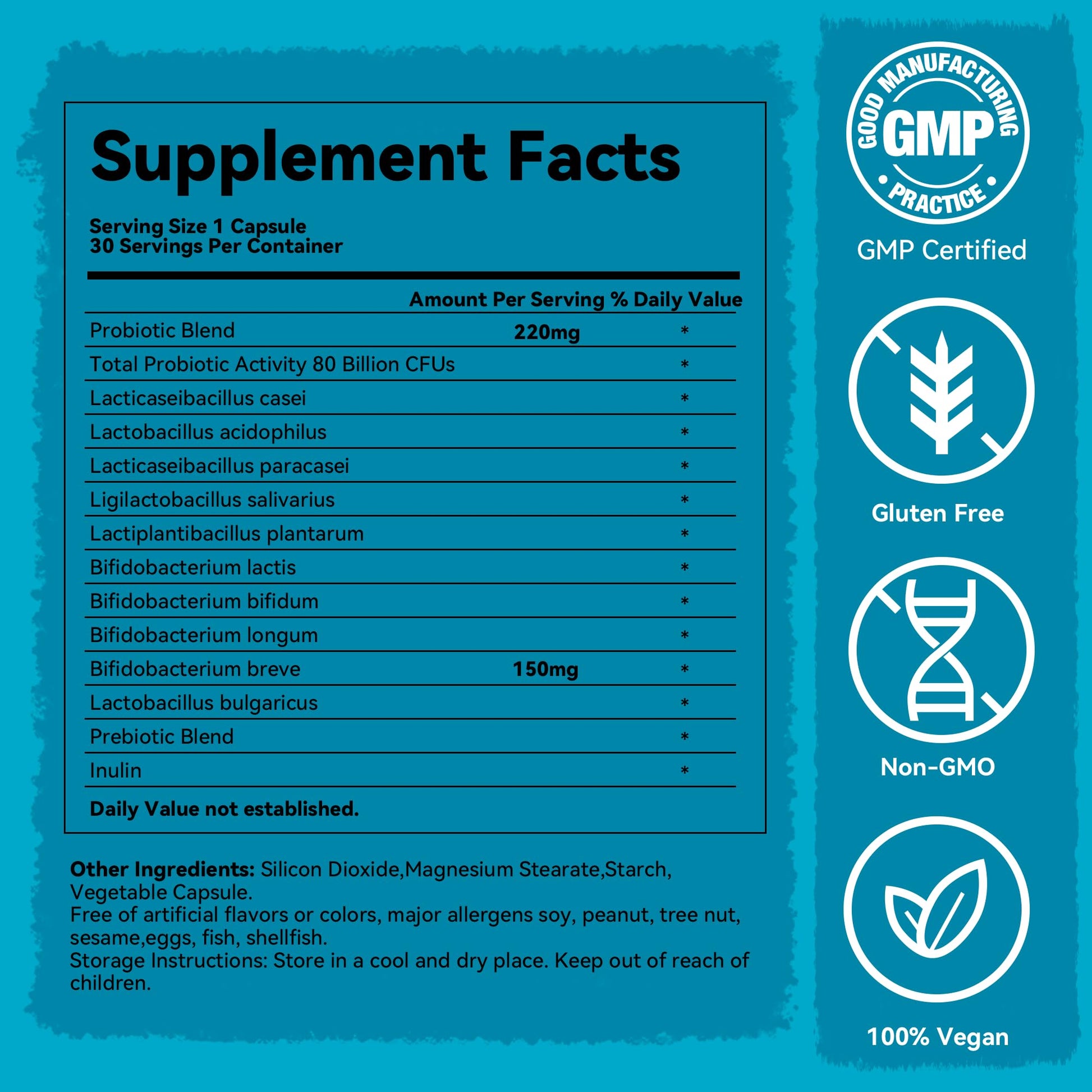 Teelne Probiotics 80 Billion CFU - 10 strains, Prebiotic+ Probiotics Support Digestive & Gut Health, Bloating & Constipation Relief, 30 Capsules (30-Day Supply) TeelneAu supplements