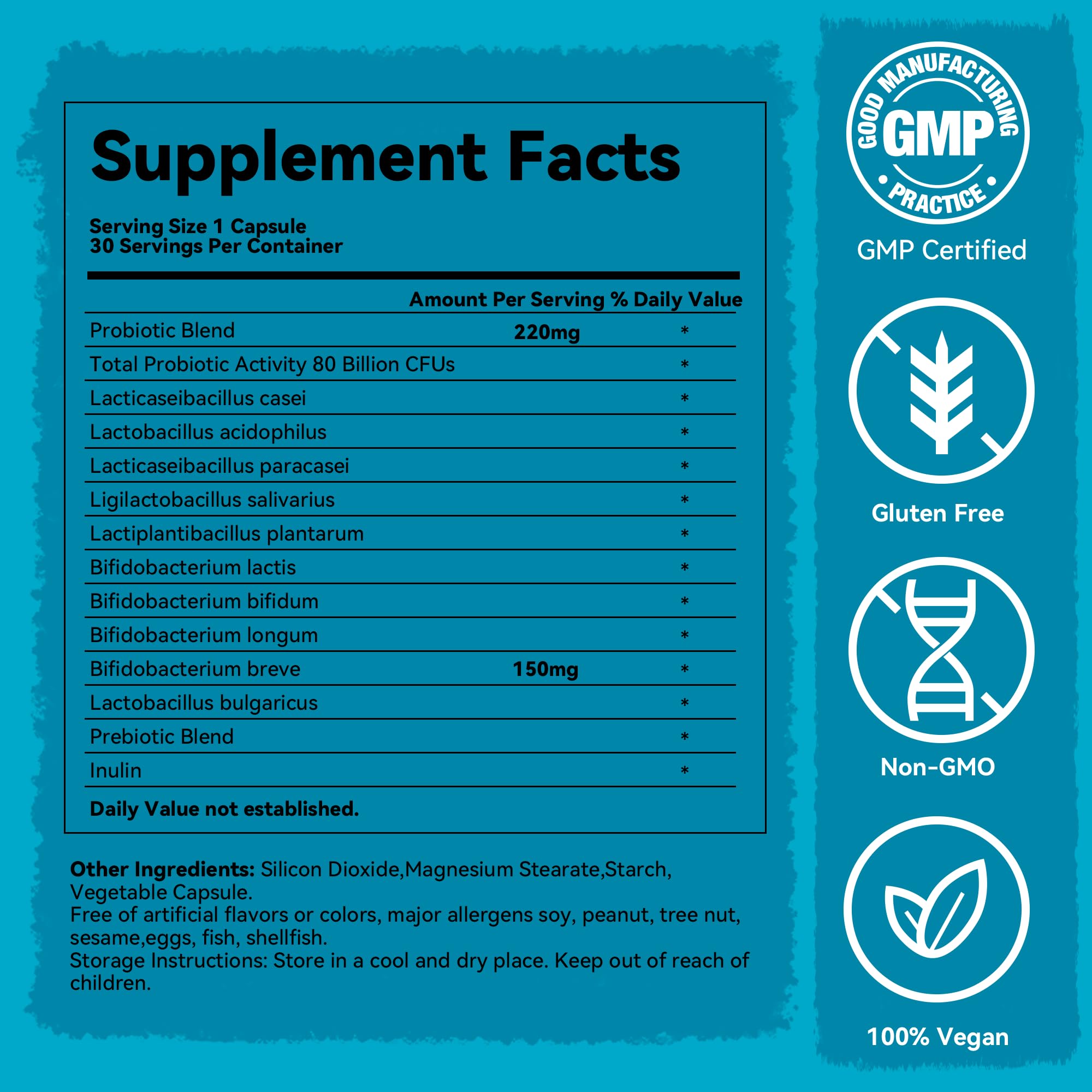 Teelne Probiotics 80 Billion CFU - 10 strains, Prebiotic+ Probiotics Support Digestive & Gut Health, Bloating & Constipation Relief, 30 Capsules (30-Day Supply) TeelneAu supplements