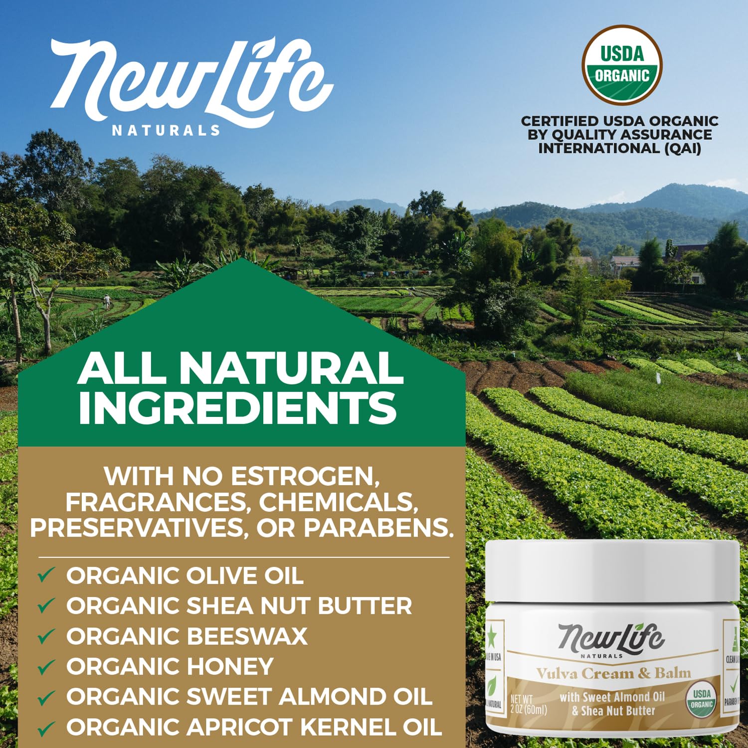 NewLife Naturals Certified Organic Vulva Cream - Menopause Support, Itching Relief, Vaginal Moisturizer NewLife NaturalsAu supplements