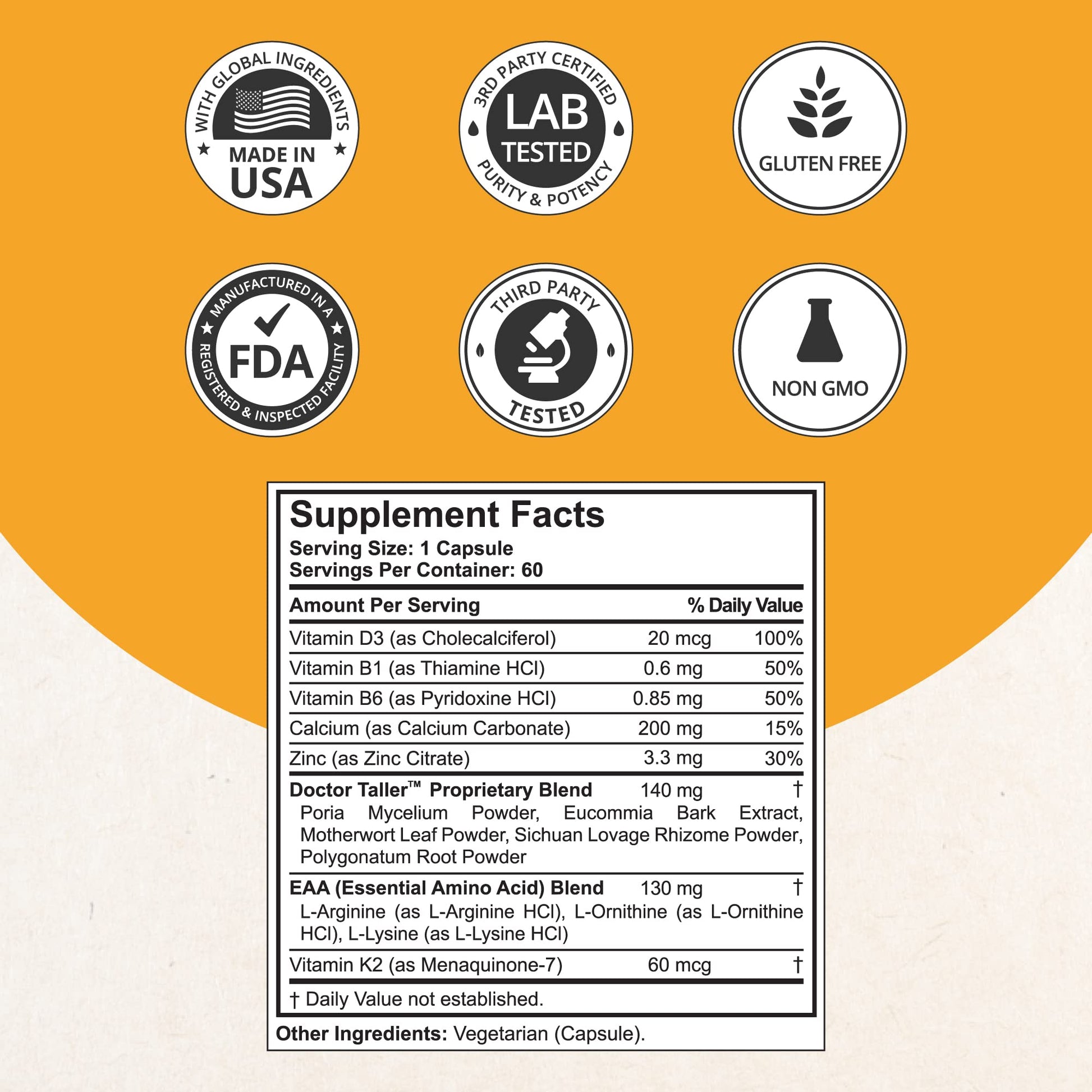 NuBest Doctor Taller - Bone Strength Supports, Enhance Immune System - Keto with Calcium, Vitamin D3, Vitamin K2, Amino Acids & Herbs for Children (8+) - 60 Vegan Capsules | 1 Month Supply NuBestAu supplements