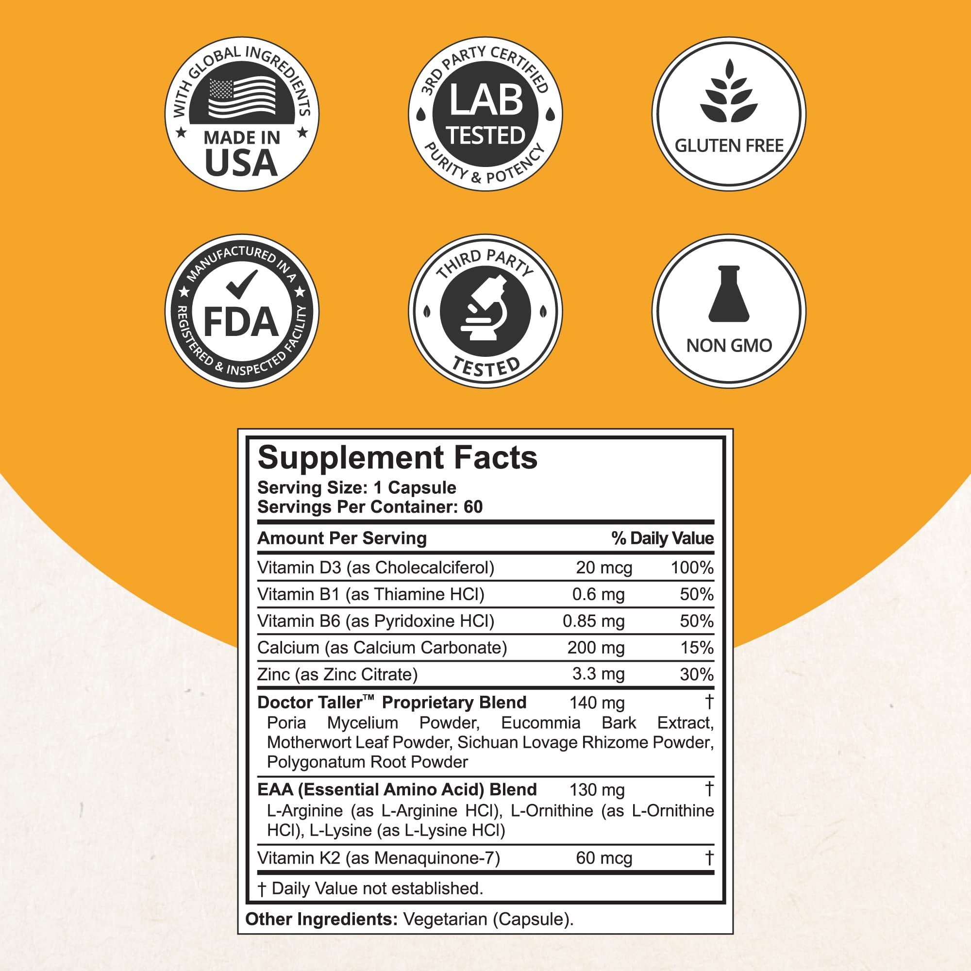 NuBest Doctor Taller - Bone Strength Supports, Enhance Immune System - Keto with Calcium, Vitamin D3, Vitamin K2, Amino Acids & Herbs for Children (8+) - 60 Vegan Capsules | 1 Month Supply NuBestAu supplements