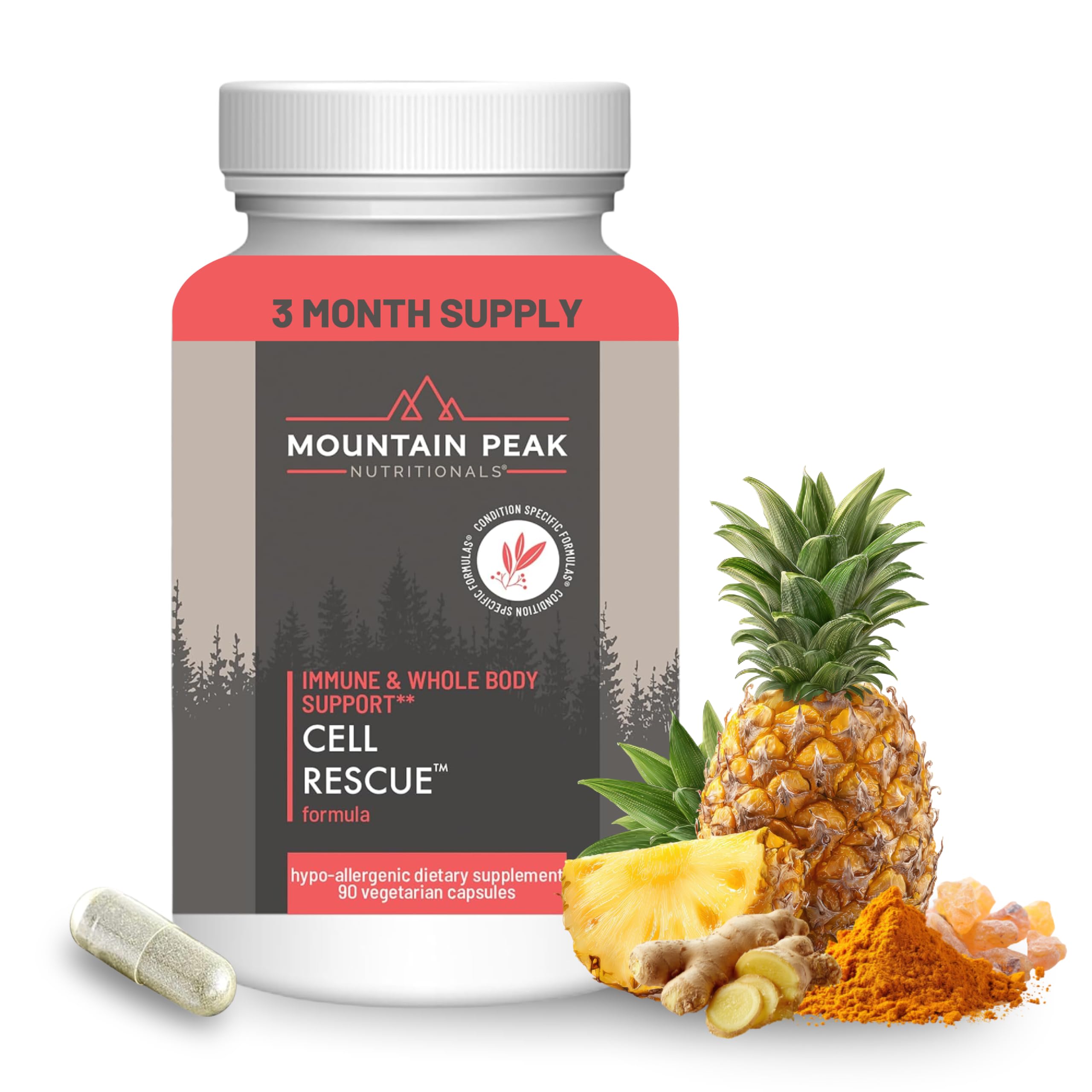 Mountain Peak Nutritionals Cell Rescue - Antioxidant Immune Support Supplement with Turmeric, Ginger Root, and Bromelain - Supports Intestinal Health & Whole Body (90 Capsules) Mountain Peak NutritionalsAu supplements