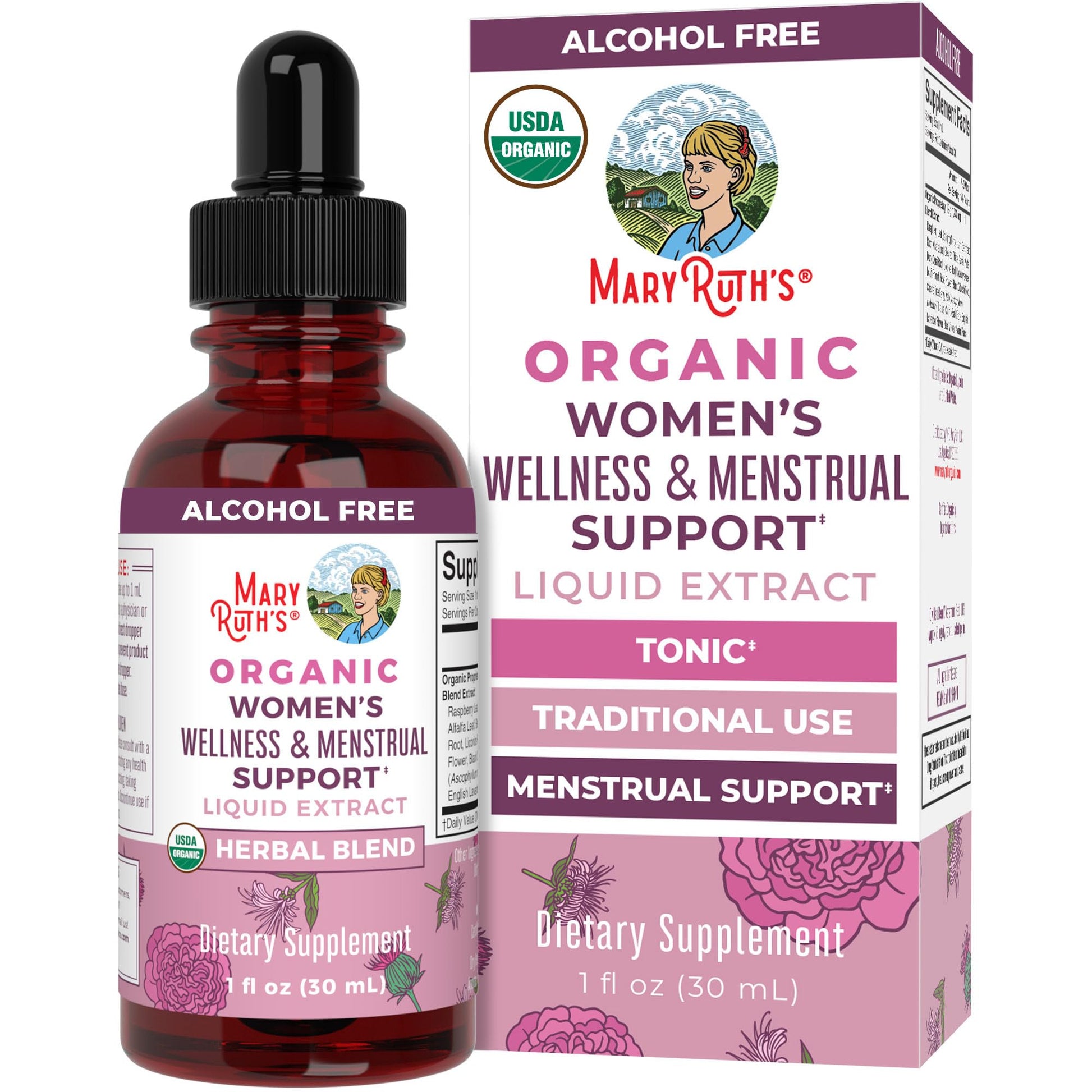 MaryRuth Organics USDA Organic Women's Wellness Liquid Herbal Supplements | Includes Stinging Nettle, Raspberry Leaf, Eleuthero Root, Chaste Tree Berry | Menstrual Support | Non-GMO, Vegan MARYRUTH'SUS supplements