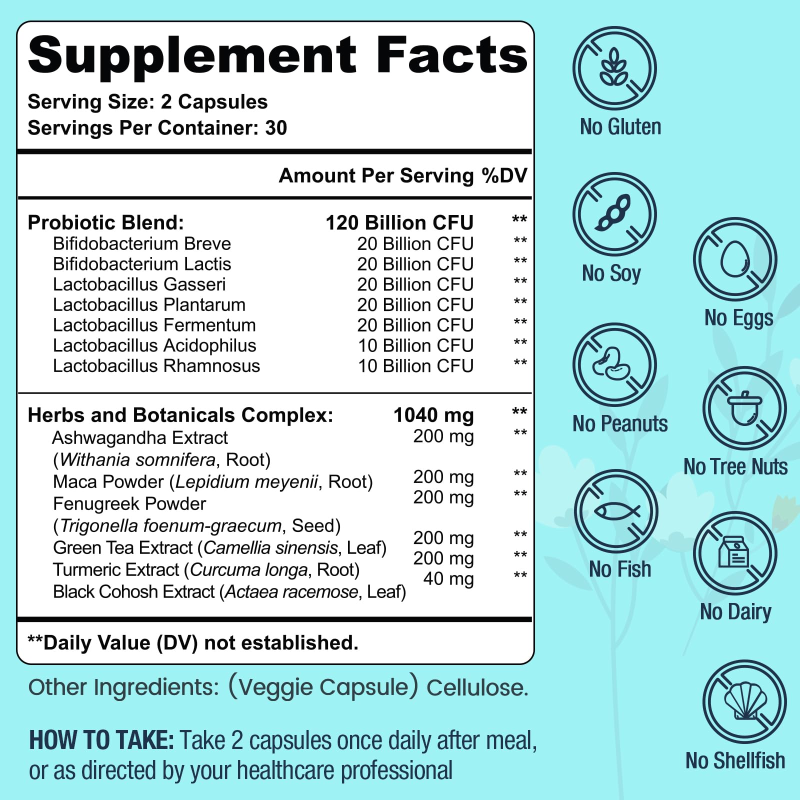 Menopause Supplements for Women, 120 Billion CFU Probiotic, 13-in-1 Herbs Probiotics Complex, for Menopause Relief, Hormone Balance, Hot Flashes, Night Sweats, Mood Swings, Gut & Immunity - 60 Capsule DmeisyAu supplements