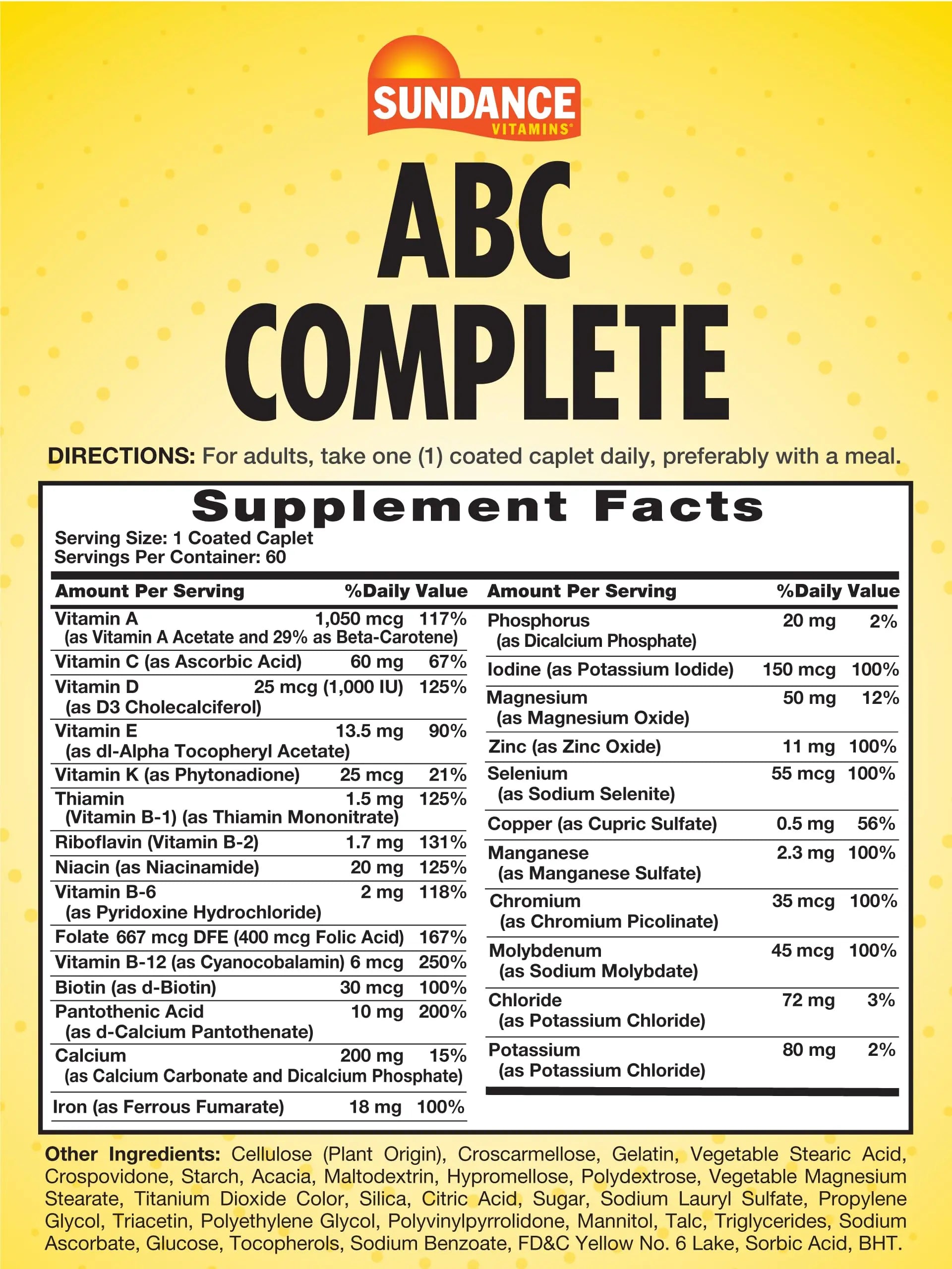 Sundance Multivitamin for Women & Men | with Iron | Mineral Formula ABC Complete | Non-GMO and Gluten Free Supplement SundanceAu supplements