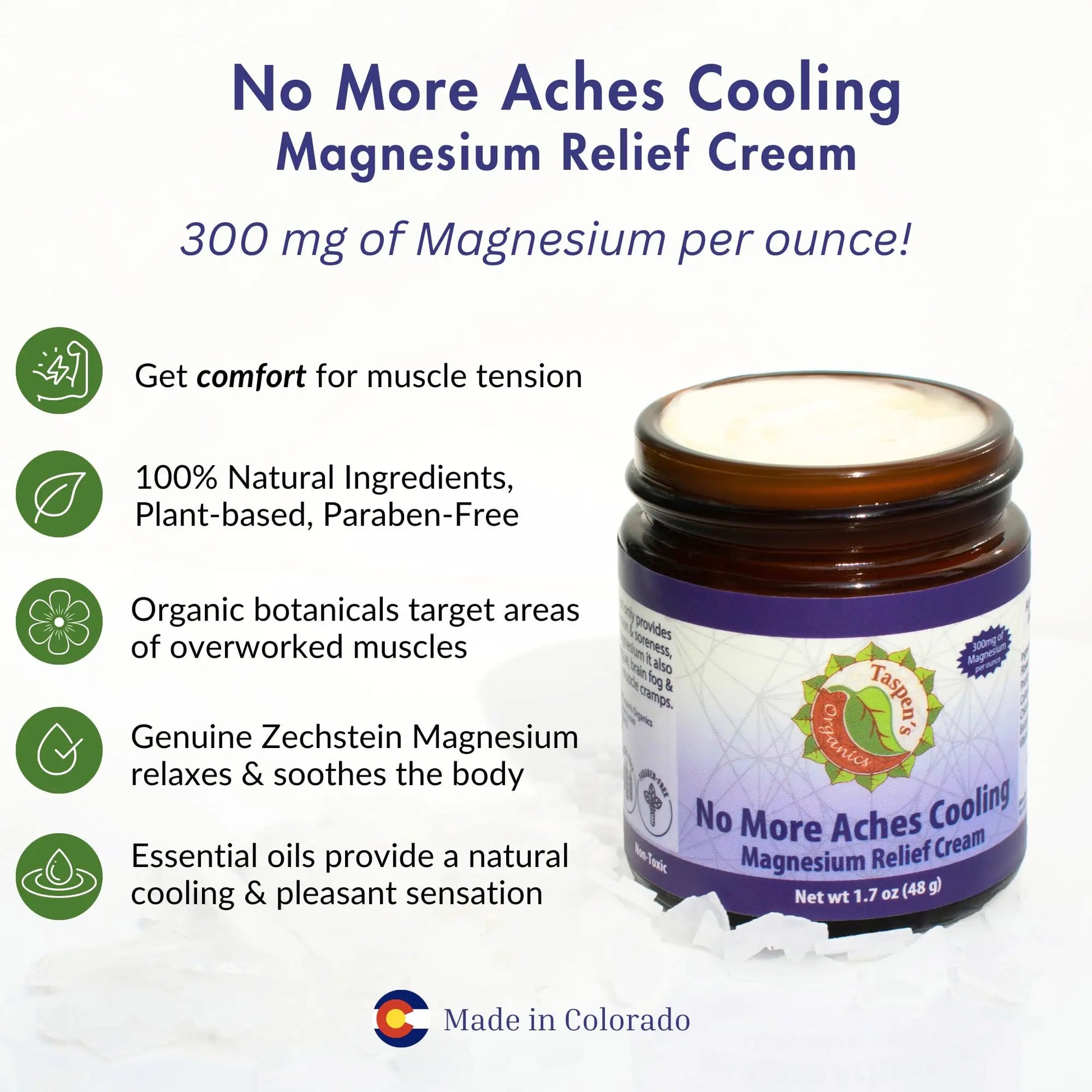 Taspen’s Organics Magnesium No More Aches Cooling Cream – Topical Magnesium Cream for Muscle Relief, Sore Muscles & Post-Workout Recovery with Arnica, Herbs & Essential Oils Taspen's OrganicsAu supplements