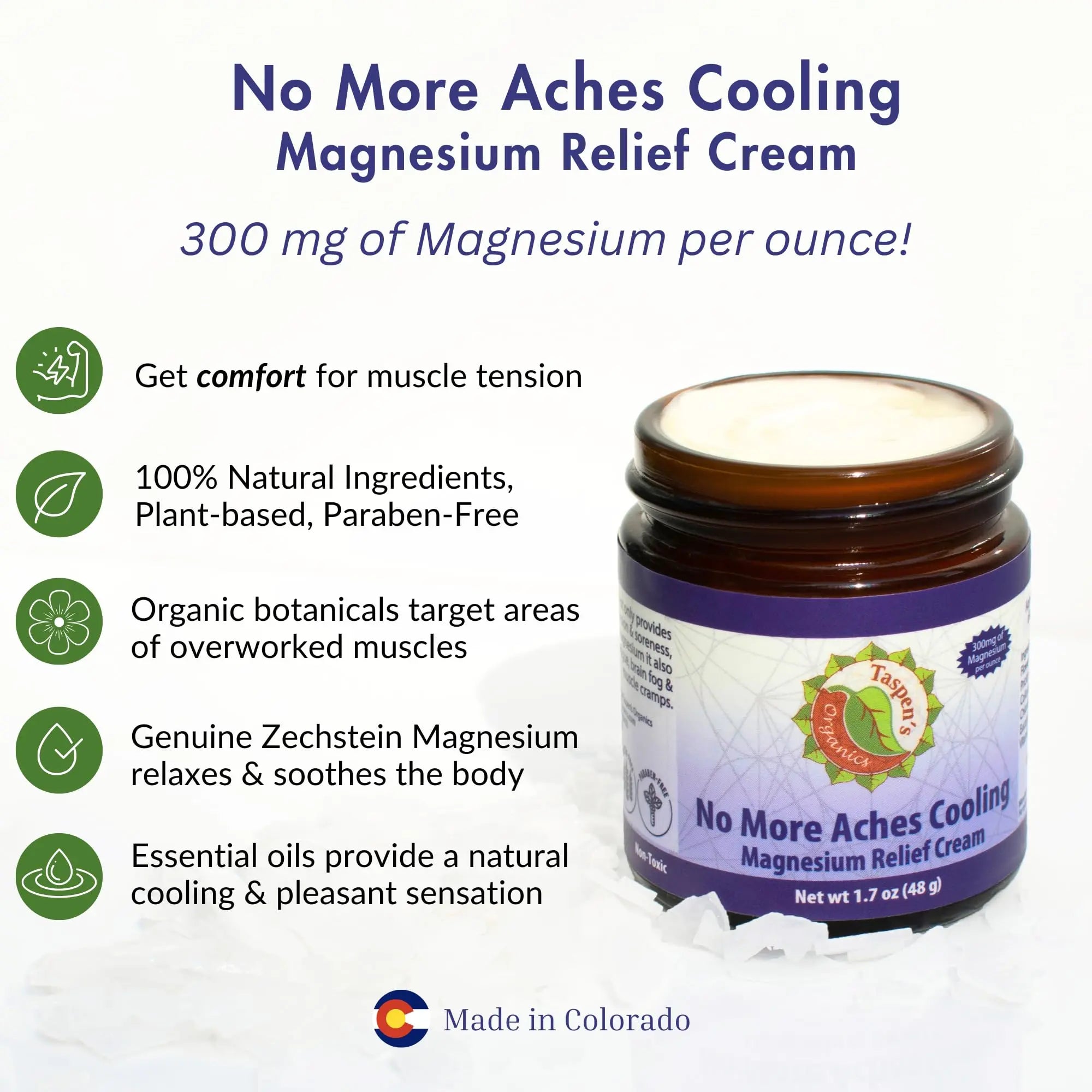 Taspen’s Organics Magnesium No More Aches Cooling Cream – Topical Magnesium Cream for Muscle Relief, Sore Muscles & Post-Workout Recovery with Arnica, Herbs & Essential Oils Taspen's OrganicsAu supplements