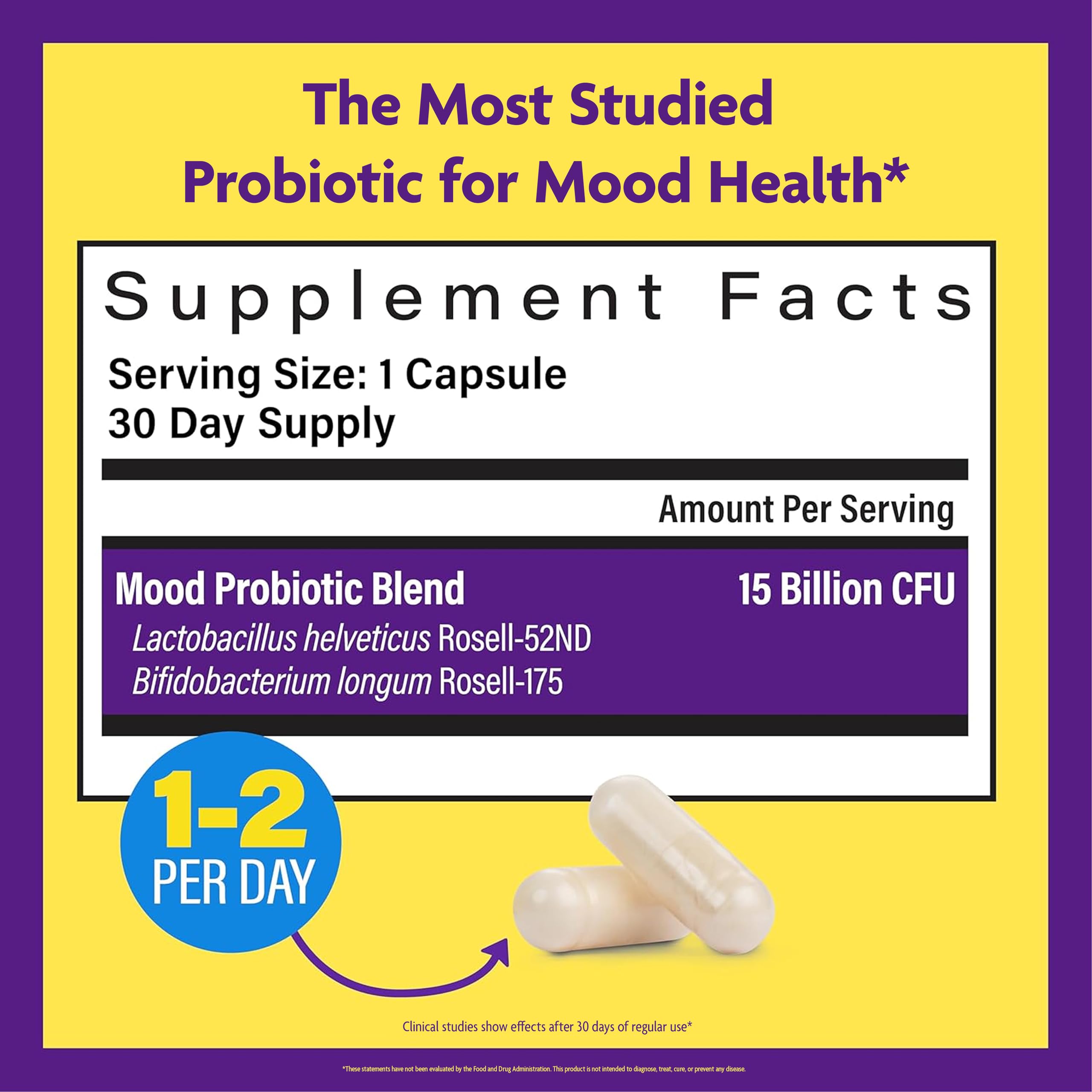 InnovixLabs Mood Probiotic for Women & Men, Clinically Studied Digestive & Mood Support Supplement, Lactobacillus helveticus Rosell-52ND & Bifidobacterium longum Rosell-175, 60 Capsules InnovixLabsAu supplements