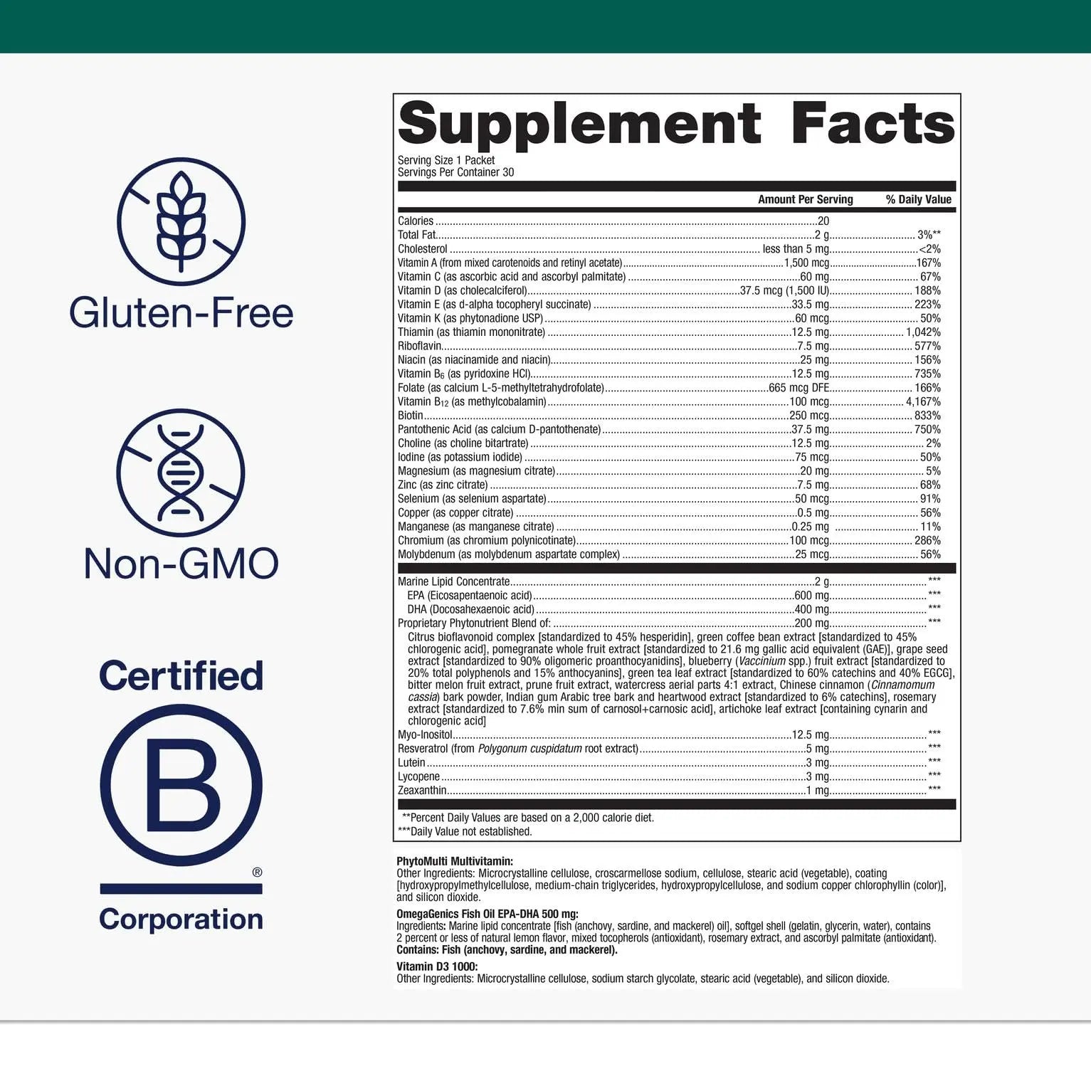 Metagenics Wellness Essentials Daily Packs - Multivitamin & Omega-3 Packets with Vitamins A, C, D, E & B - Supports Heart, Brain, Immune & Bone Health MetagenicsAu supplements