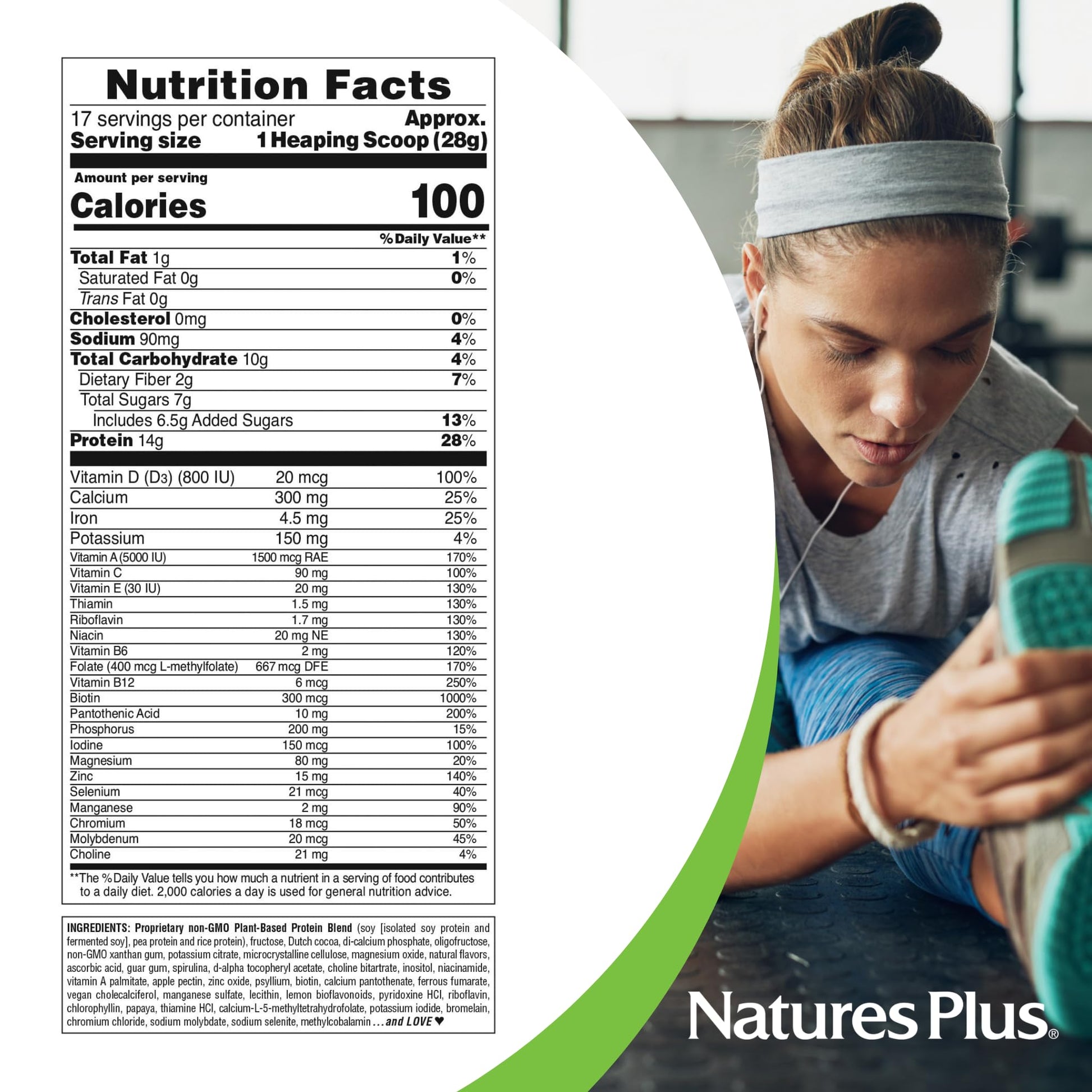 NaturesPlus SPIRU-TEIN, Chocolate - 1.05 lb - Plant-Based Protein Shake - Non-GMO, Vegetarian, Gluten Free - 17 Total Servings NaturesPlusAu supplements