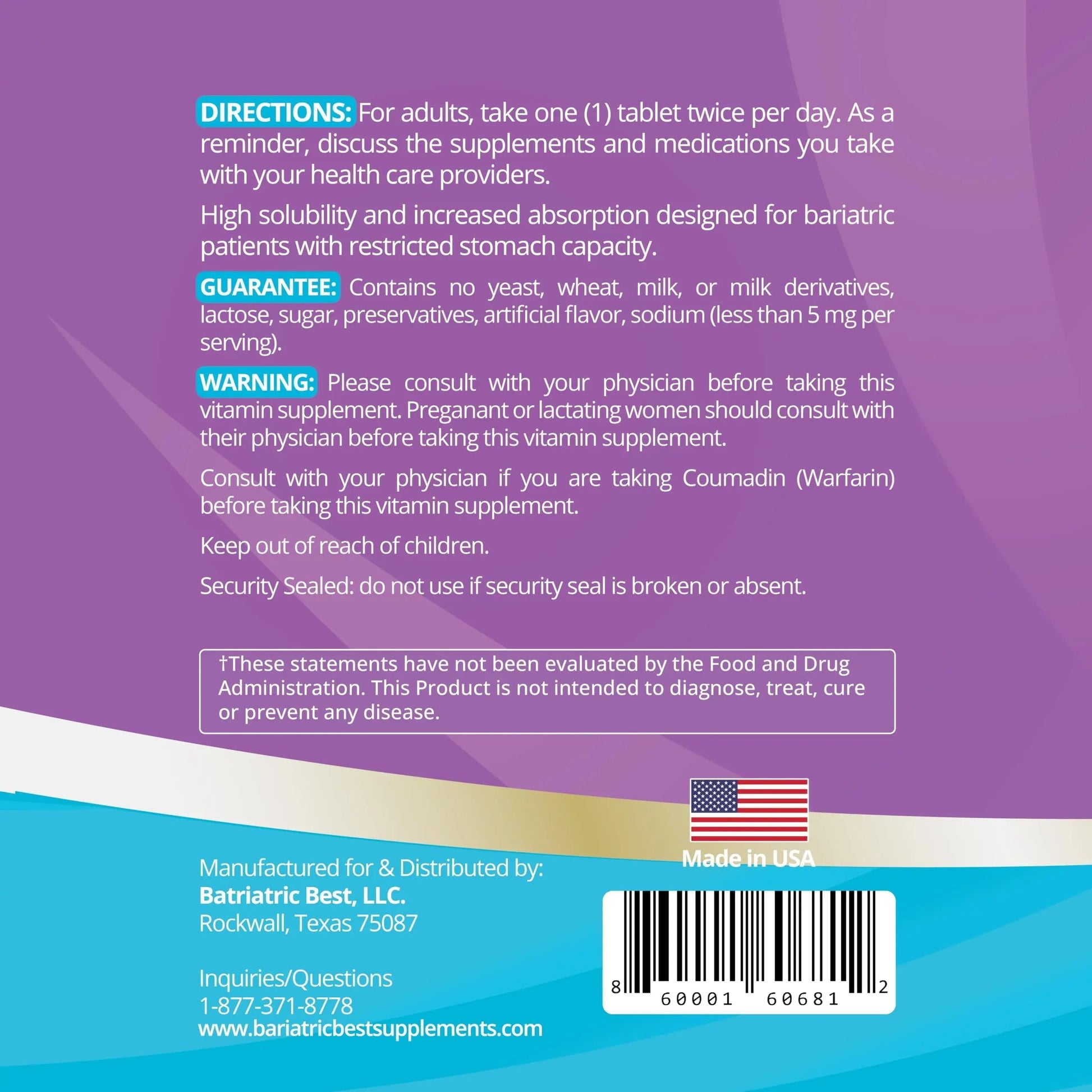 High A D E K Bariatric Multivitamin for Post DS/SADI Surgery, 25 Essential Nutrients for Post-Weight Loss Surgery, 180 Tablets Bariatric Best SupplementsAu supplements