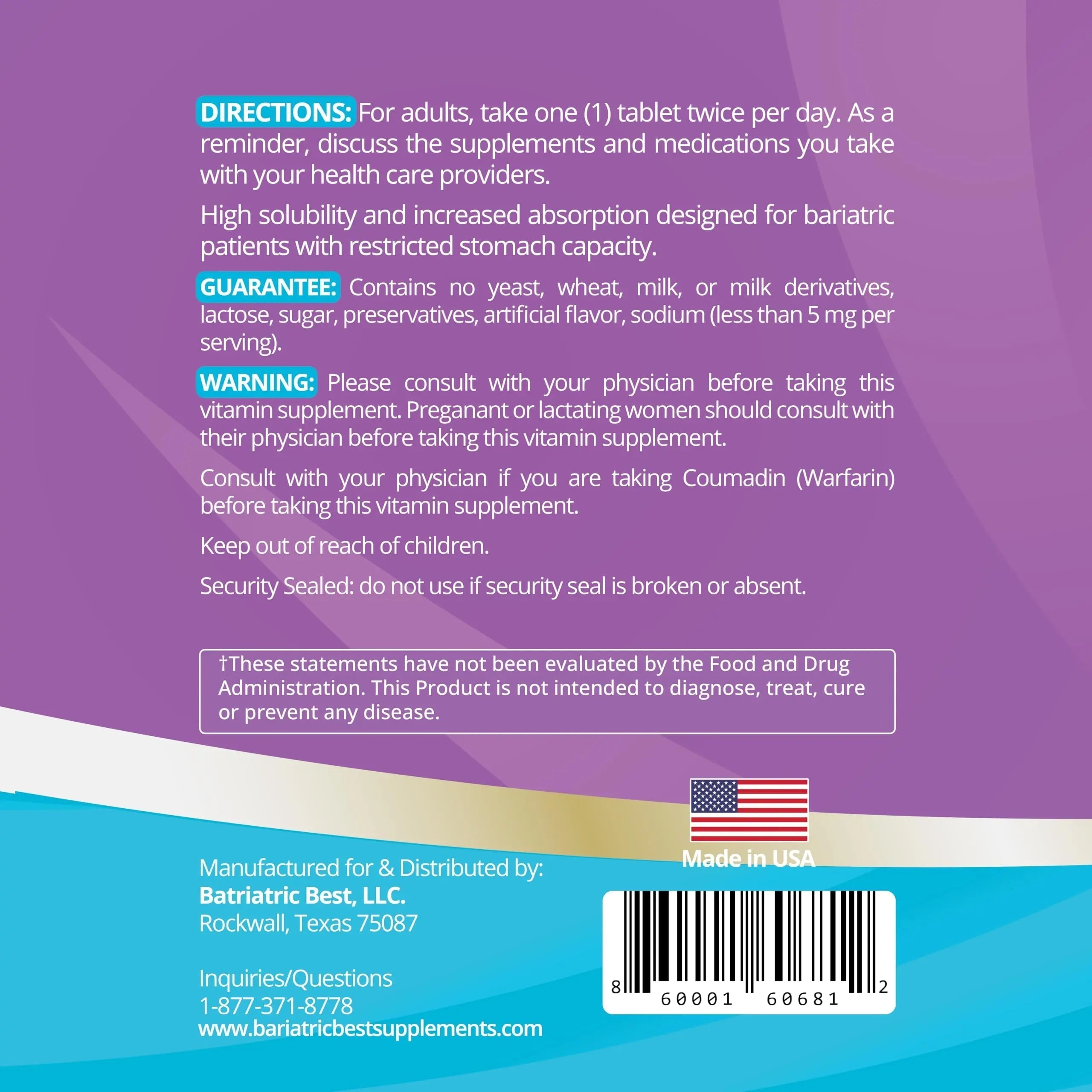 High A D E K Bariatric Multivitamin for Post DS/SADI Surgery, 25 Essential Nutrients for Post-Weight Loss Surgery, 180 Tablets Bariatric Best SupplementsAu supplements