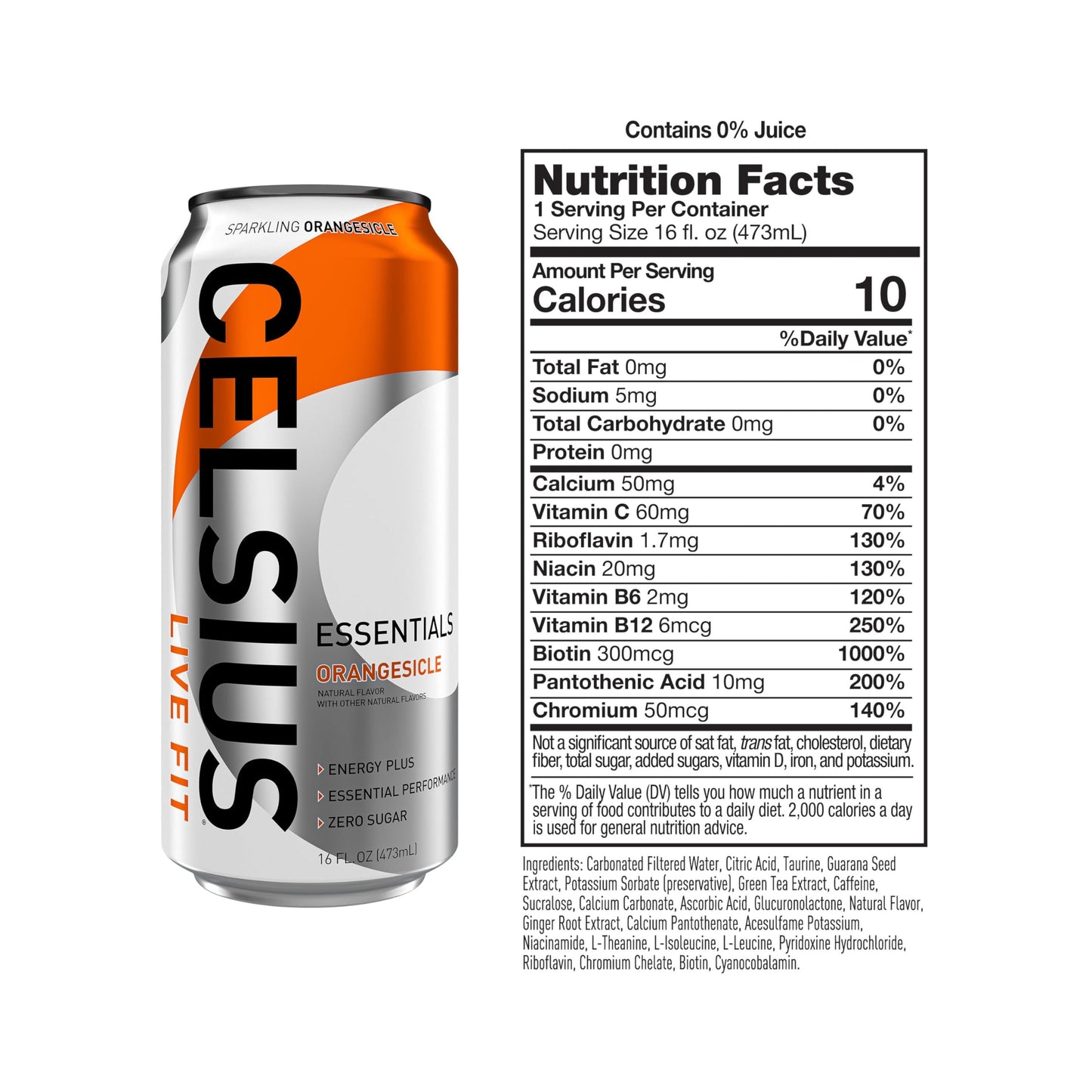 CELSIUS ESSENTIALS, Sparkling Orangesicle, Performance Energy Drink 16 Fl Oz (Pack of 12) CELSIUSUS supplements