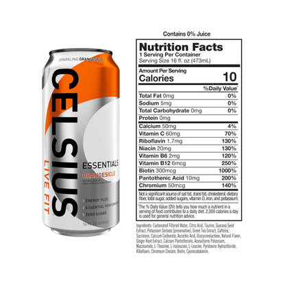 CELSIUS ESSENTIALS, Sparkling Orangesicle, Performance Energy Drink 16 Fl Oz (Pack of 12) CELSIUSUS supplements