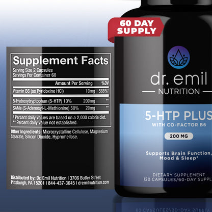 DR EMIL NUTRITION 200 MG 5-HTP Plus with SAM-e for Mood, Stress, and Sleep DR EMIL NUTRITIONUS supplements