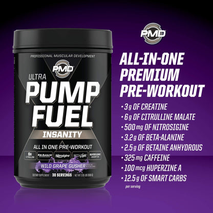 PMD Sports Ultra Pump Fuel Insanity - Pre Workout - Grape Gusher (30 Servings) PMDUS supplements