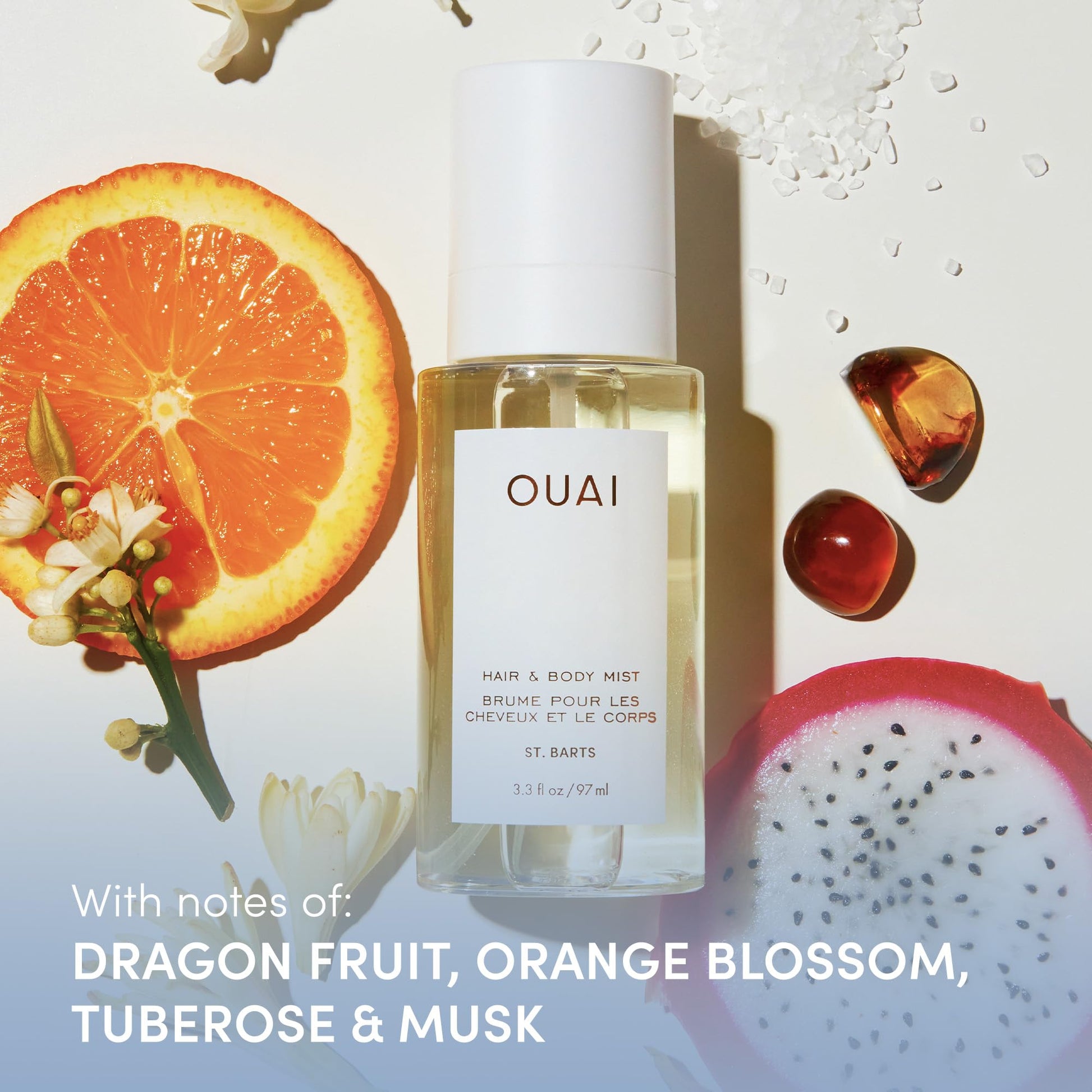 OUAI St. Barts Travel Bundle - Includes Travel Size Scalp & Body Scrub, Foaming Shower Gel, Hydrating Cream, and Hair & Body Mist (4 Count, 3.4 Oz/3.4 Oz/3 Oz/3.3 Oz) OUAIAu supplements