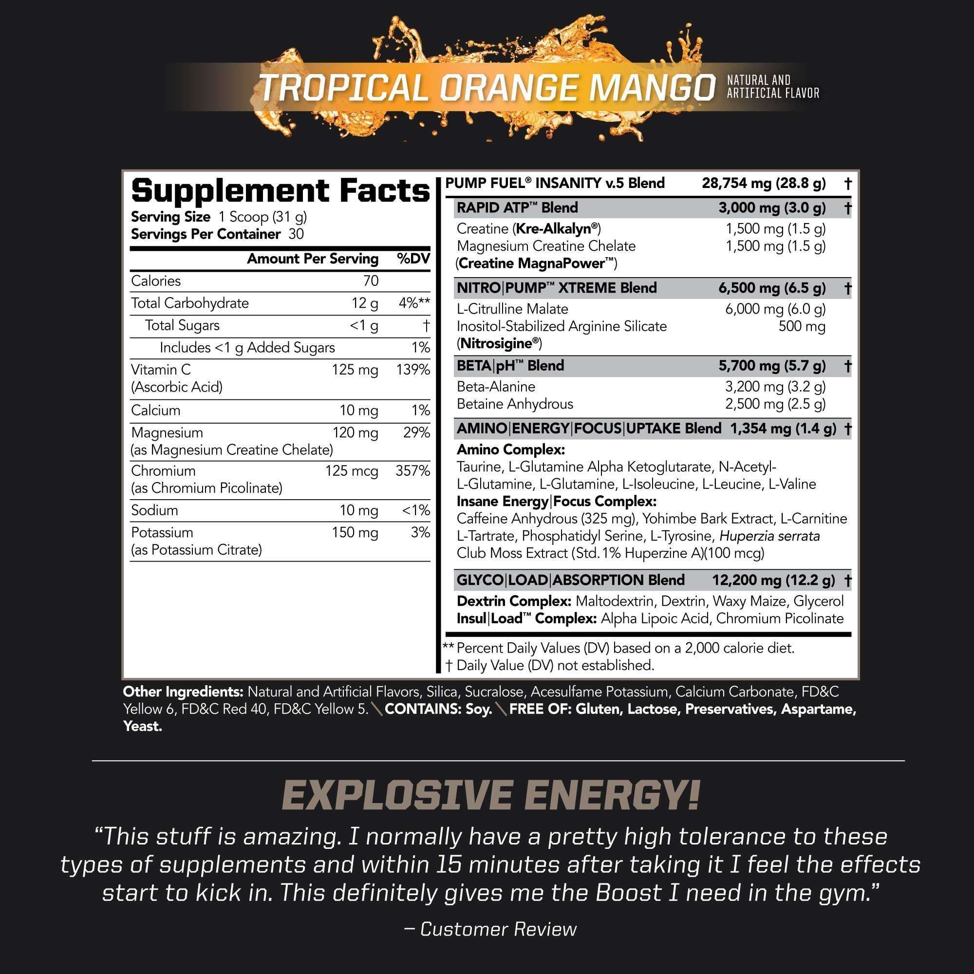PMD Sports Ultra Pump Fuel Insanity - Pre Workout - Tropical Orange Mango (30 Servings) PMDAu supplements