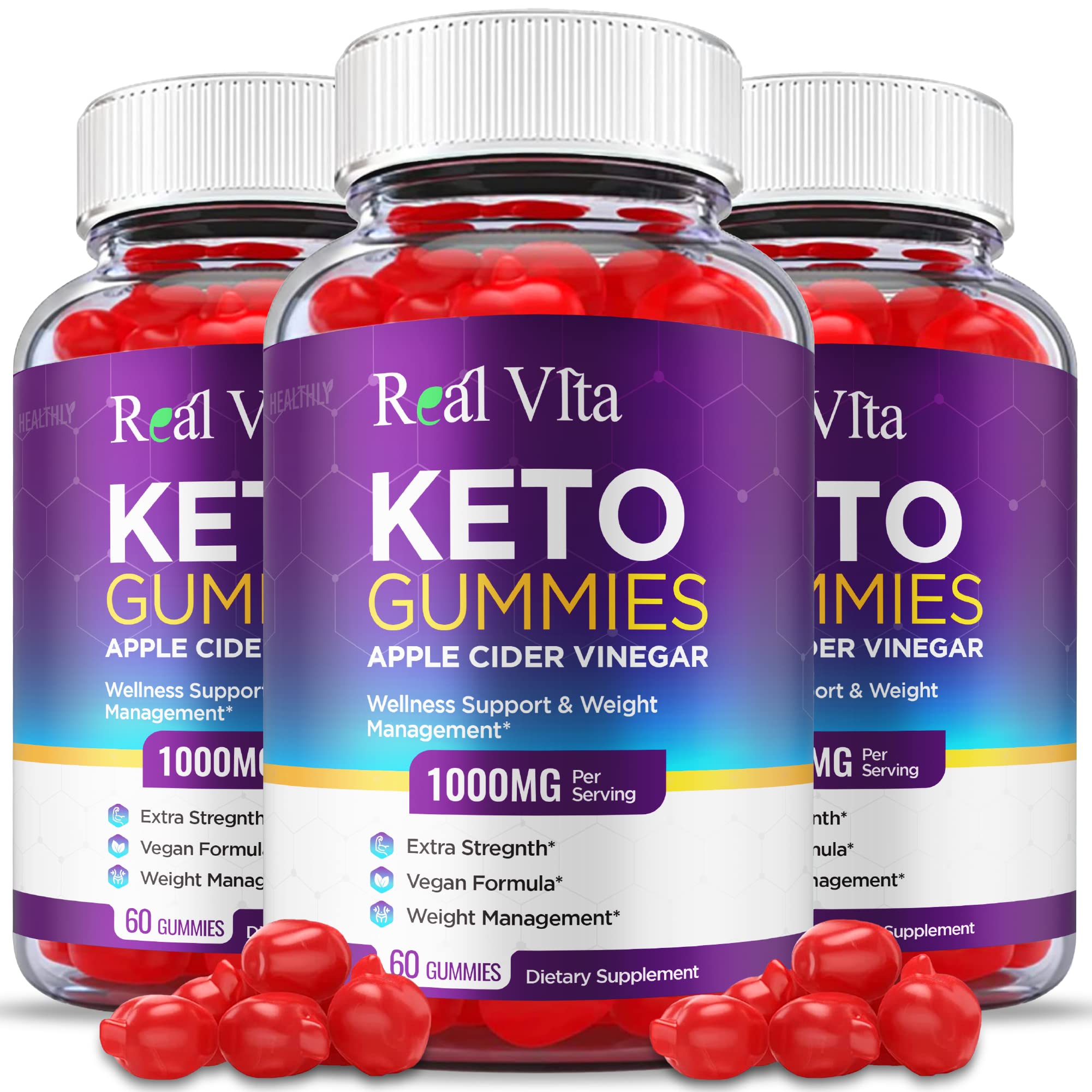 (3 Pack) Real Vita Keto Gummies - Official Formula, Vegan - Real Vita Acv Keto Gummies HealthlyAu supplements