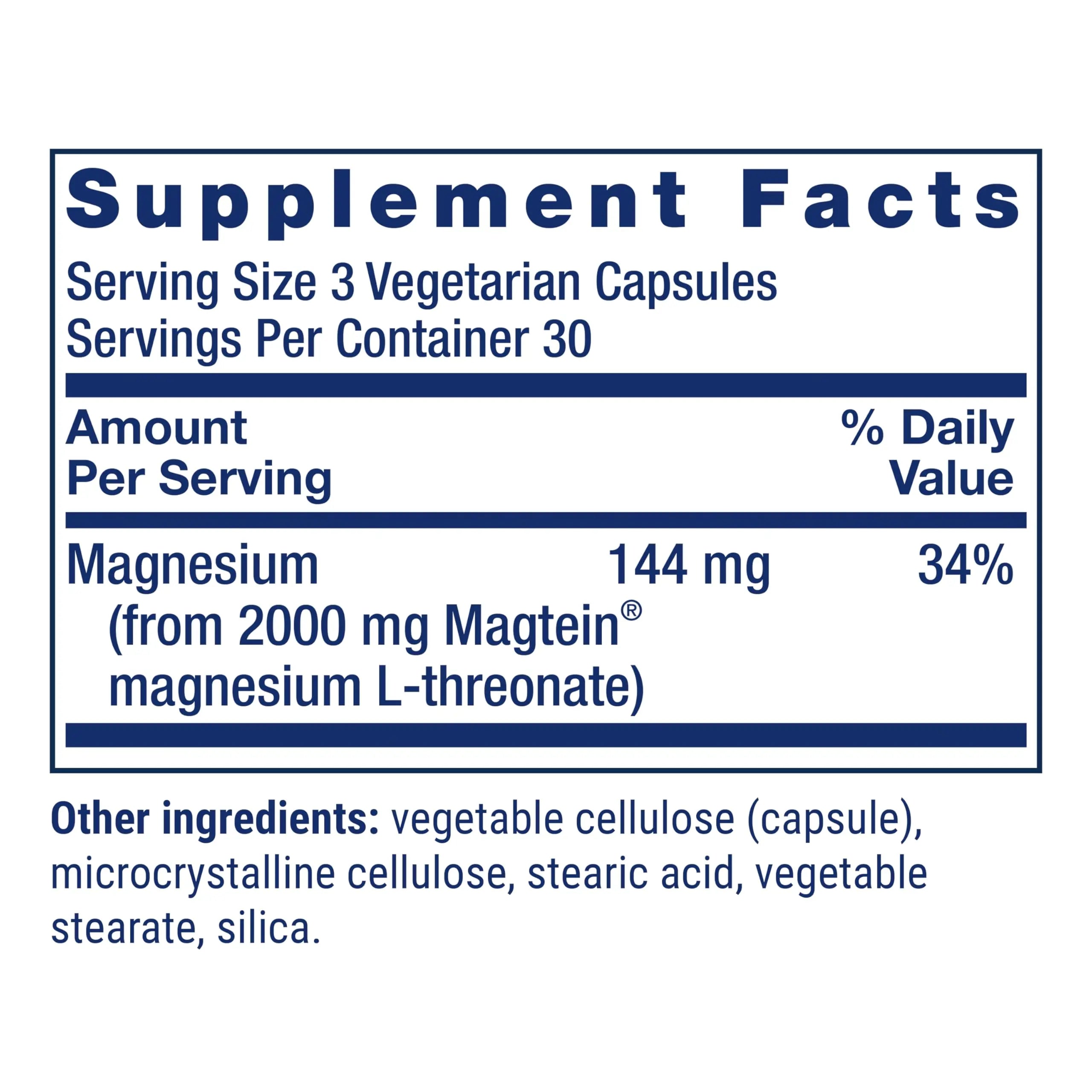 Life Extension Neuro-Mag Magnesium L-Threonate, Memory Health, Quick Thinking, Cognitive Health Support, Vegetarian, Non-GMO, 90 Vegetarian Capsules (144 mg from 2000 mg Magtein magnesium L-threonate Life Extensionnz supplements