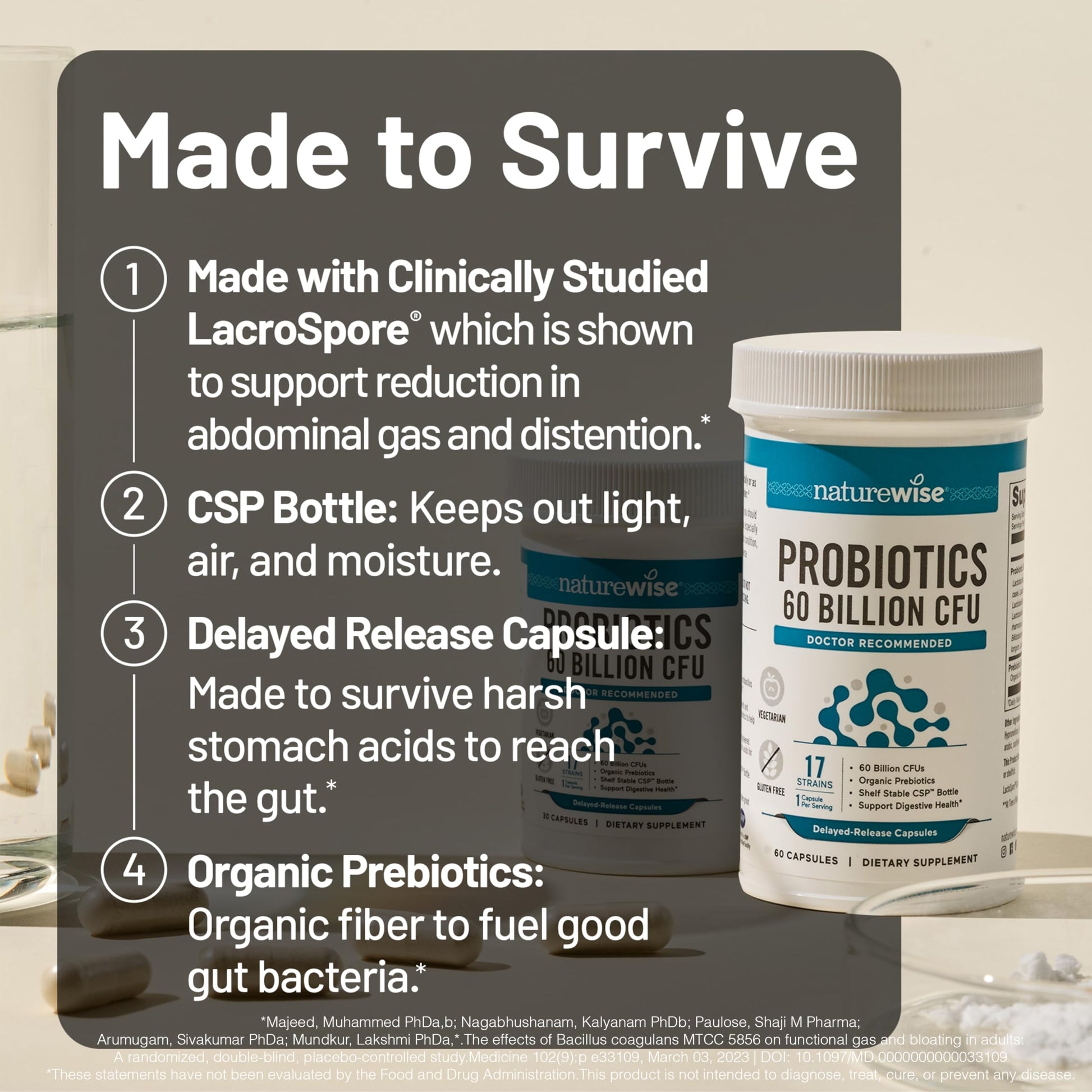 NatureWise Probiotics 60 Billion CFU - 17 Strains + Organic Prebiotics - Immune, Digestive & Gut Health Support for Women & Men - Vegetarian, Gluten-Free, Non-GMO - 30 Capsules[1-Month Supply] NatureWiseAu supplements