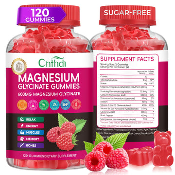 Magnesium Glycinate Gummies 600mg, High Absorption Magnesium Gummies, Black Currant Oil, Calcium, Vitamin B6, Sugar Free Chews for Adults & Kids Relaxation, Stress Relief, Night Rest CNFHDIAu supplements