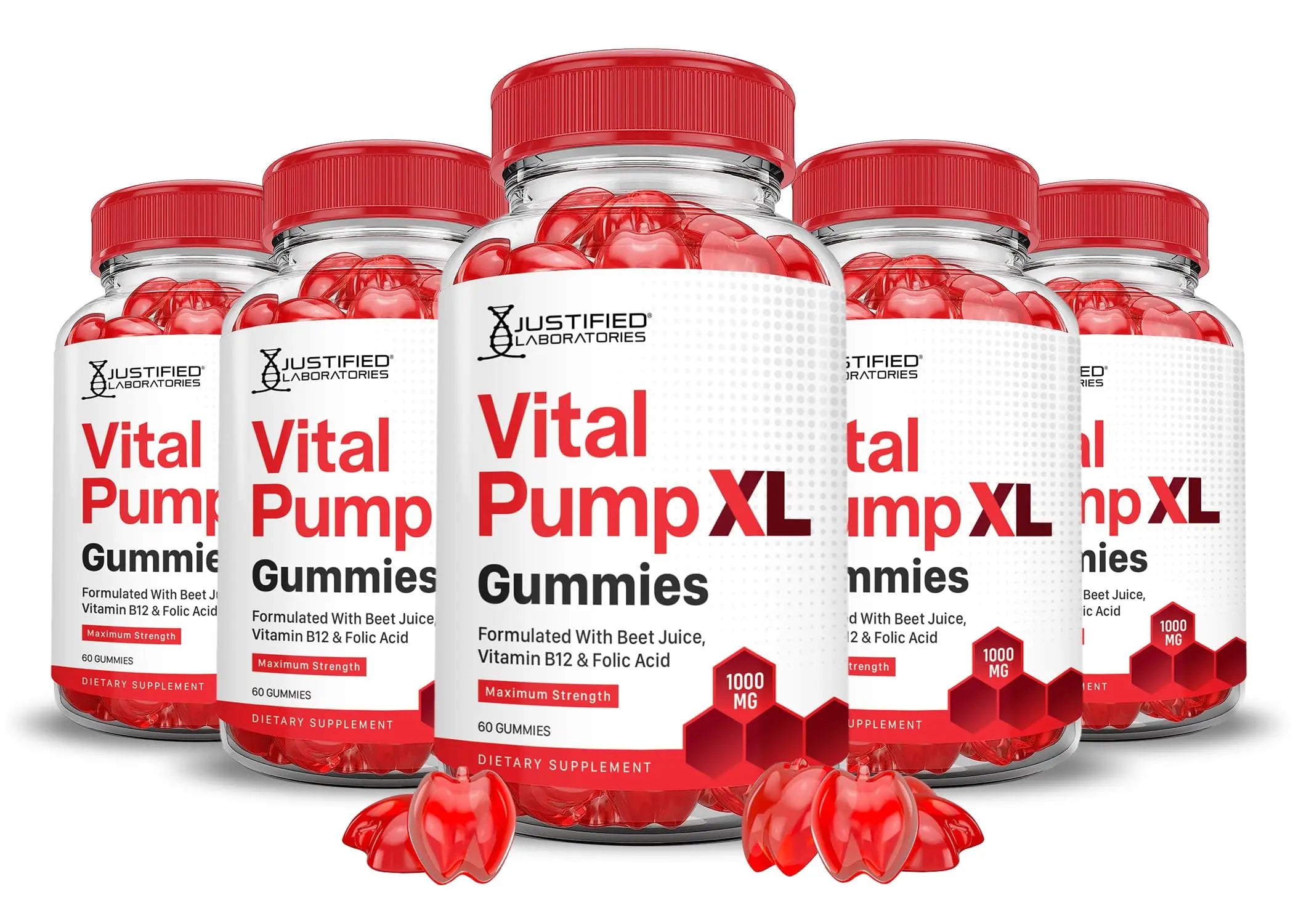 Justified Laboratories (5 Pack) Vital Pump XL Performance Gummies 1000MG Advanced Formula Vital PumpXL Formulated with Beet Juice ACV Pomegranate Beet Powder B12 Vegan Non GMO 300 Gummys Justified LaboratoriesAu supplements
