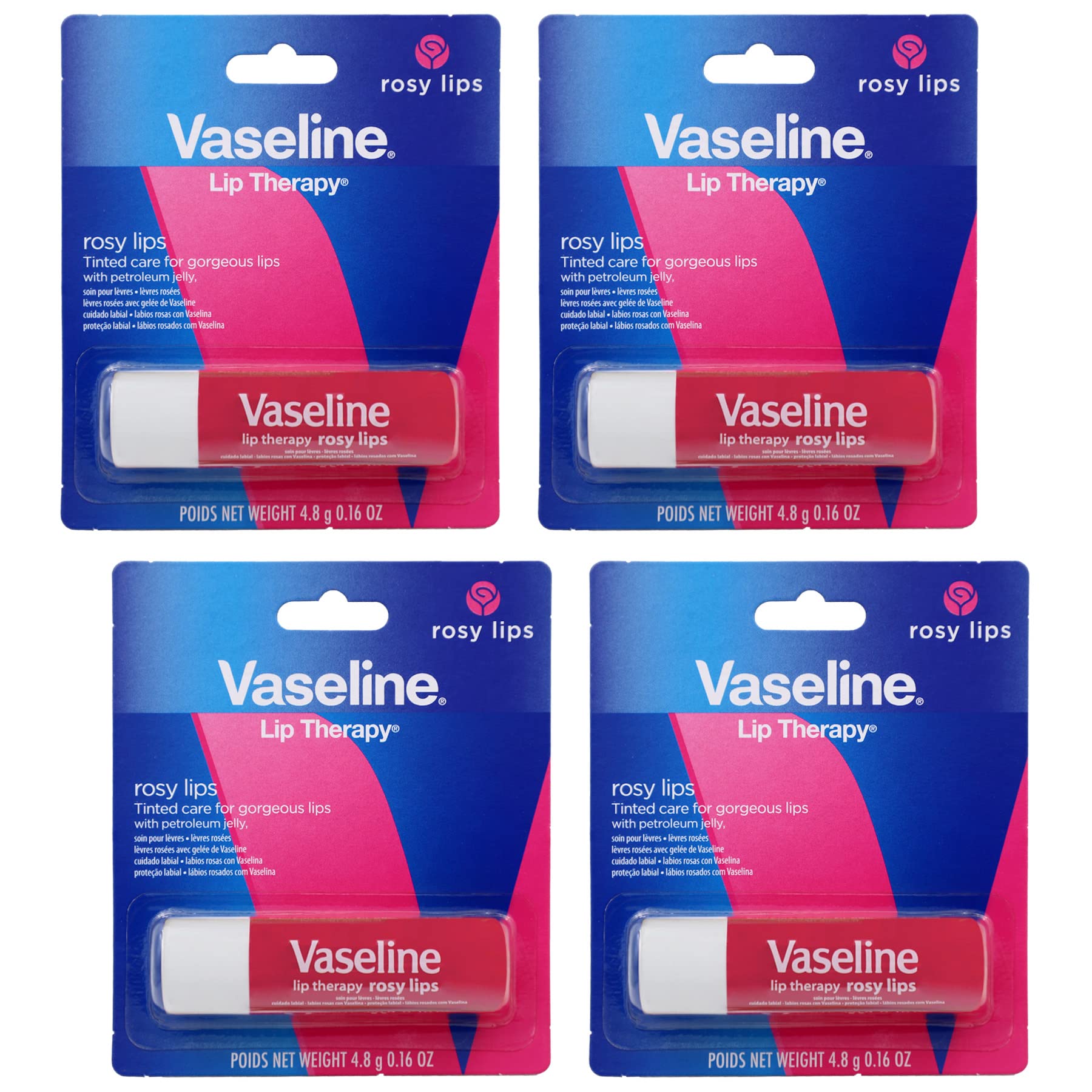 Vaseline Lip Therapy Care Rosy, Fast-Acting Nourishment, Ideal for Chapped, Dry, Cracked, or Damaged Lips, Lip Balm, 4-Pack, 0.16 Oz Each VaselineAu supplements