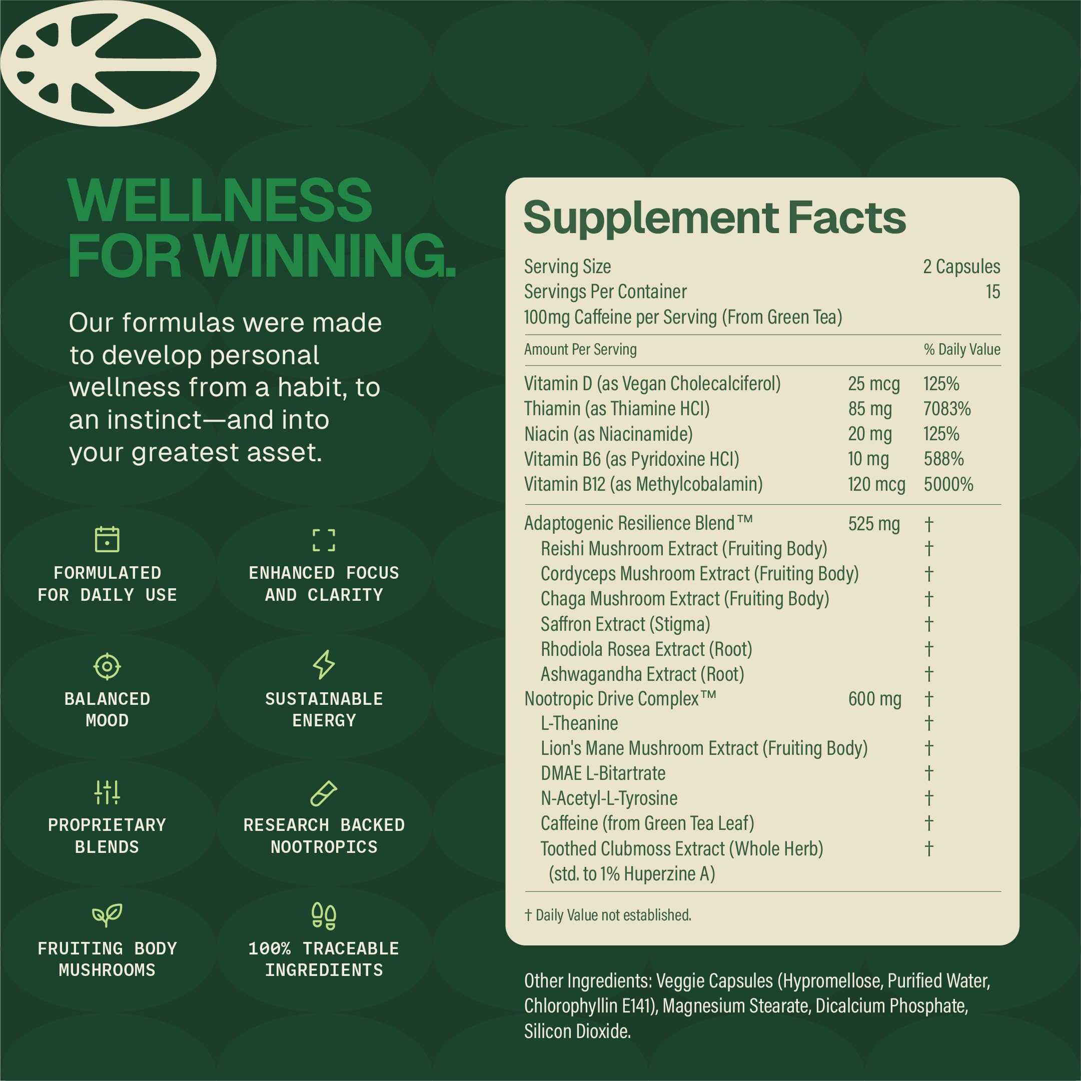 HEAD-START Sunrise Capsules | Nootropic Brain Supplement with Lion’s Mane, L-Theanine & Saffron | Adaptogen Blend for Focus, Energy, Clarity & Daily Performance HEAD-STARTAu supplements