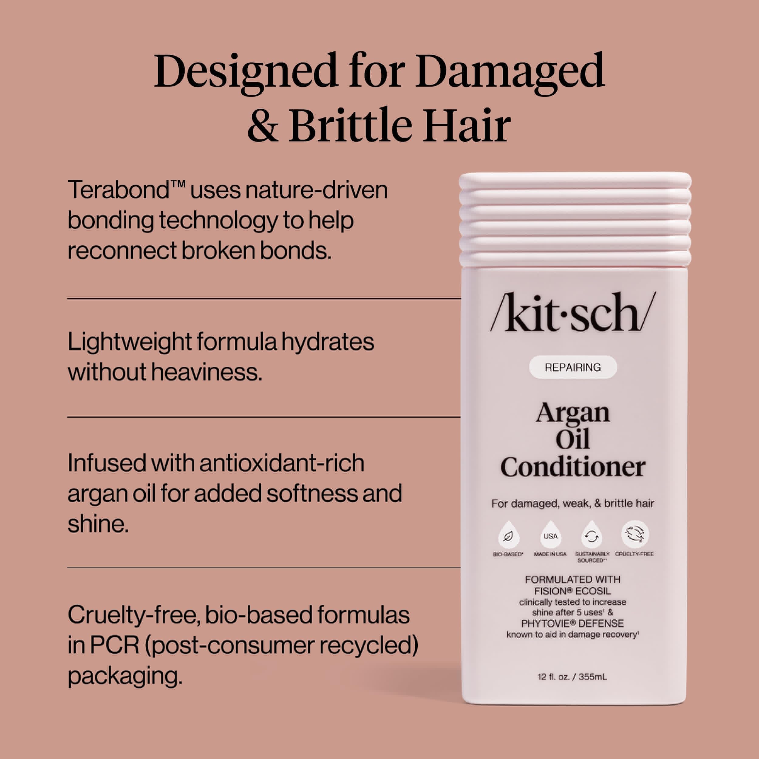 Kitsch Repairing Argan Oil Liquid Conditioner for Women & Men – Argan Oil for Hair, For Shine, Smoothness & Damage Recovery, Hair Repair – Clean, Color-Safe Hair Care - 12.3 oz KitschAu supplements
