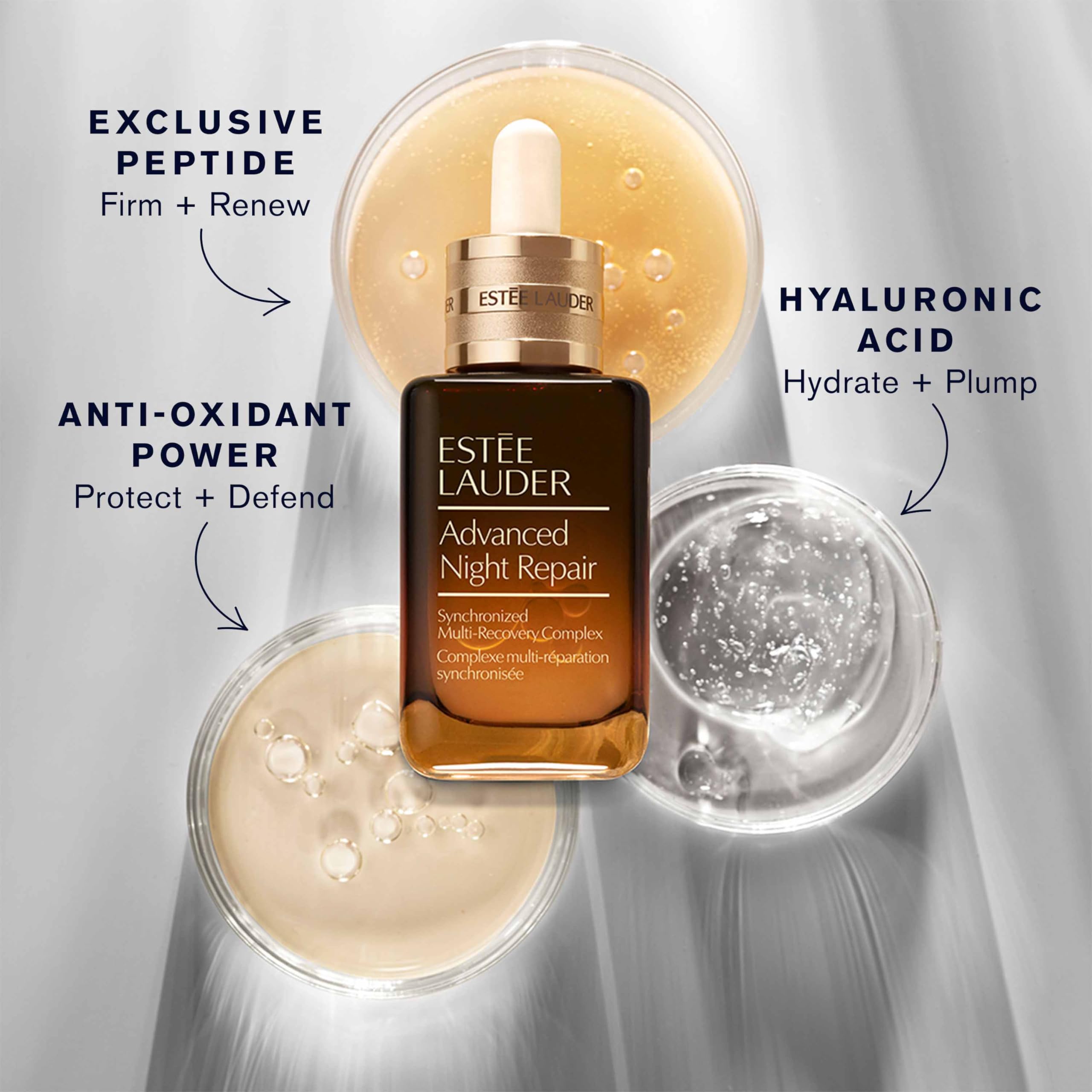 Estée Lauder Advanced Night Repair Face Serum Synchronized Multi-Recovery Complex with Hyaluronic Acid & Peptides| Anti Aging & Hydrating, 1 Fl Oz Estée LauderAu supplements