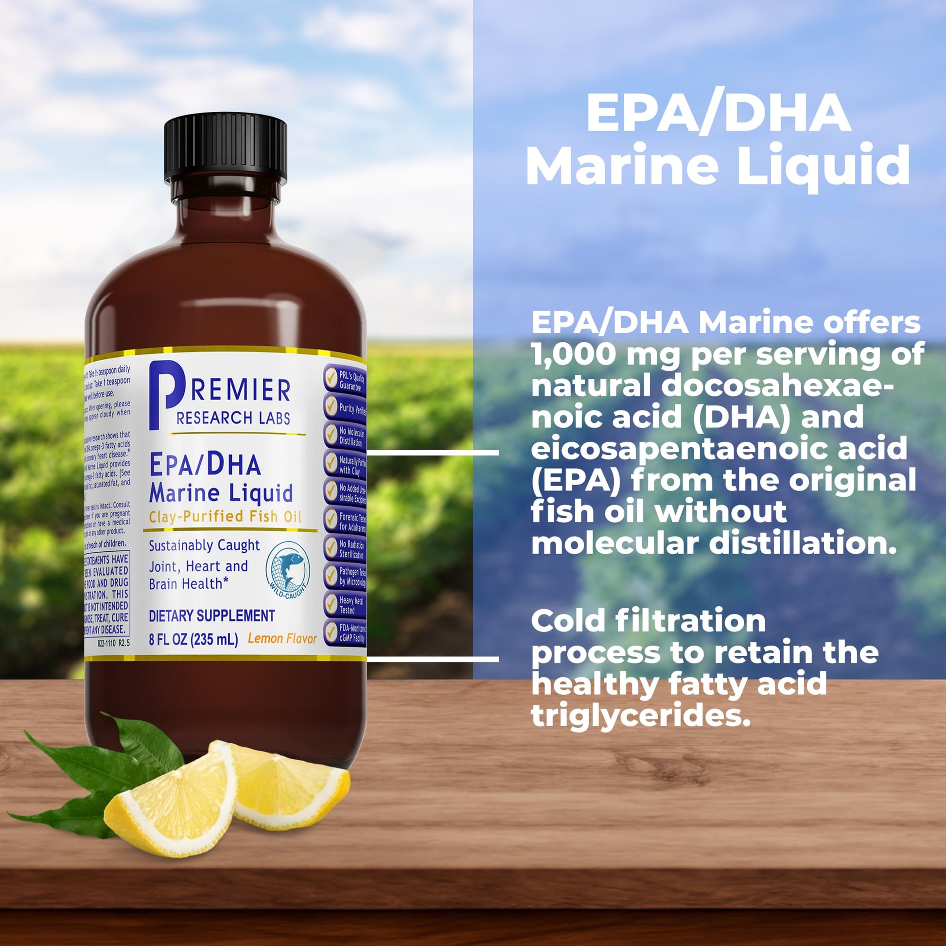 Premier Research Labs EPA/DHA Marine Liquid - Omega 3 Fish Oil Liquid, Omega 3 Liquid Fish Oil Supplement for Adults, Joint, Heart, & Brain Health Support - 8 Fl Oz Bottle Premier Research LabsAu supplements