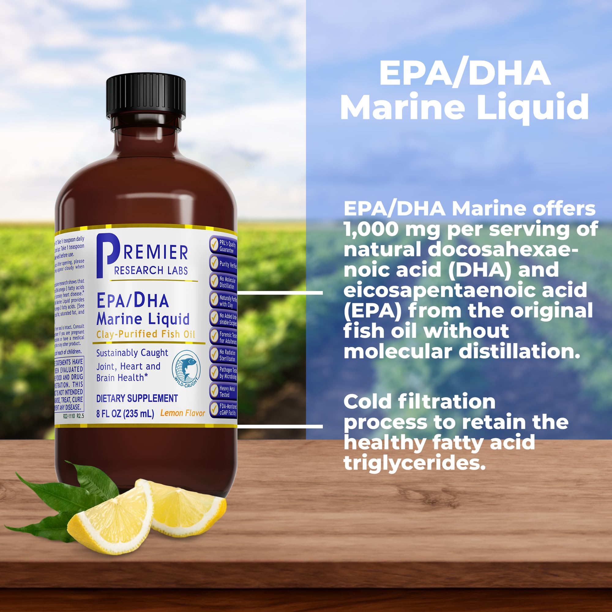 Premier Research Labs EPA/DHA Marine Liquid - Omega 3 Fish Oil Liquid, Omega 3 Liquid Fish Oil Supplement for Adults, Joint, Heart, & Brain Health Support - 8 Fl Oz Bottle Premier Research LabsAu supplements