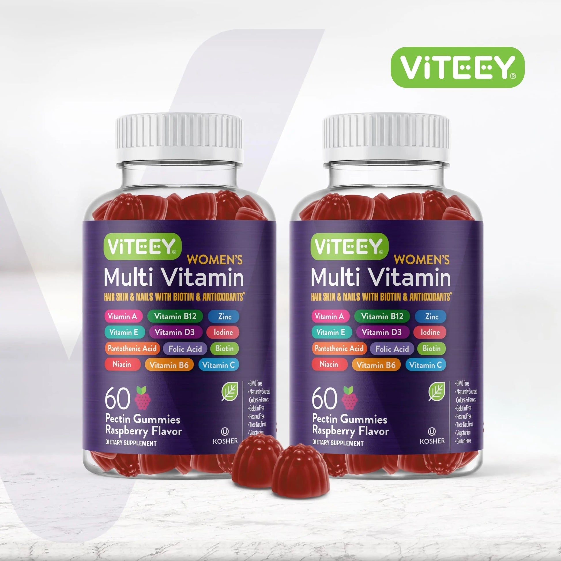 Viteey Womens Multivitamin Gummies - Immune Support - 12 in 1 Essential Vitamins & Minerals - Vitamin A, C, D3, E, B6, B12, Folic Acid, Biotin, Calcium ViteeyAu supplements