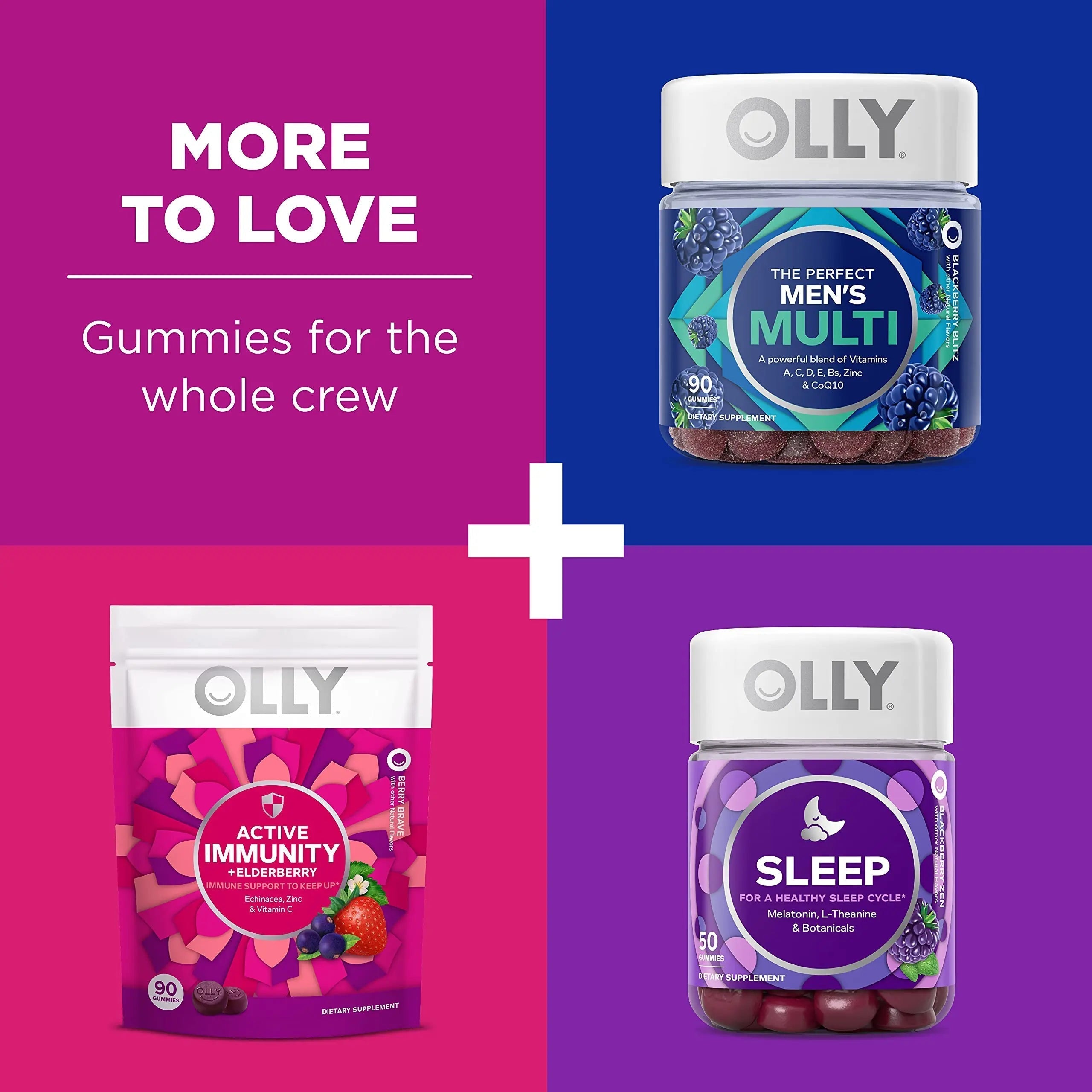 OLLY Gift, Family 2 Pack: Women's Multivitamin Gummy (90 Count), Kids Multivitamin + Probiotic Gummy (70 Count), Vitamins A, D, C, E, B, Chewable Supplement OLLYAu supplements
