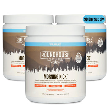 ROUNDHOUSE PROVISION Morning Kick, Greens Superfood Powder Supplement with Ashwagandha, Collagen & Probiotics - Sugar Free, Caffeine Free (3 Pack, Strawberry Lemonade Flavor) by Chuck Norris ROUNDHOUSE PROVISIONAu supplements