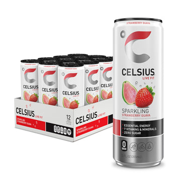 CELSIUS Sparkling Strawberry Guava, Functional Essential Energy Drink 12 Fl Oz (Pack of 12) CELSIUSUS supplements