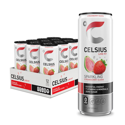 CELSIUS Sparkling Strawberry Guava, Functional Essential Energy Drink 12 Fl Oz (Pack of 12) CELSIUSUS supplements