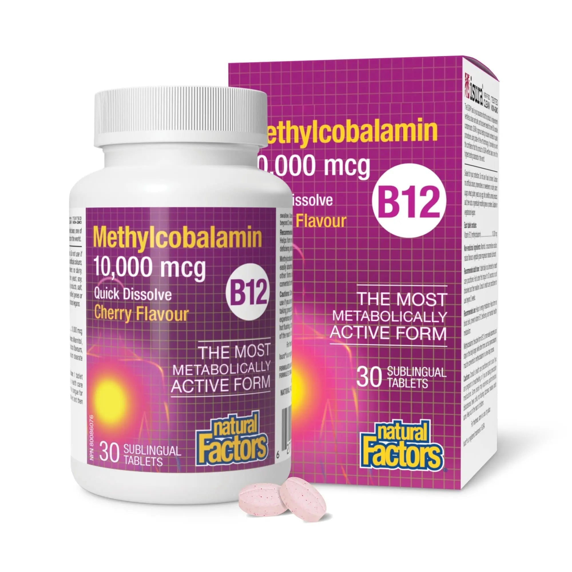 Natural Factors B12 Methylcobalamin, 10,000 mcg, Cherry, 30 Chewable Tablets Natural FactorsAu supplements