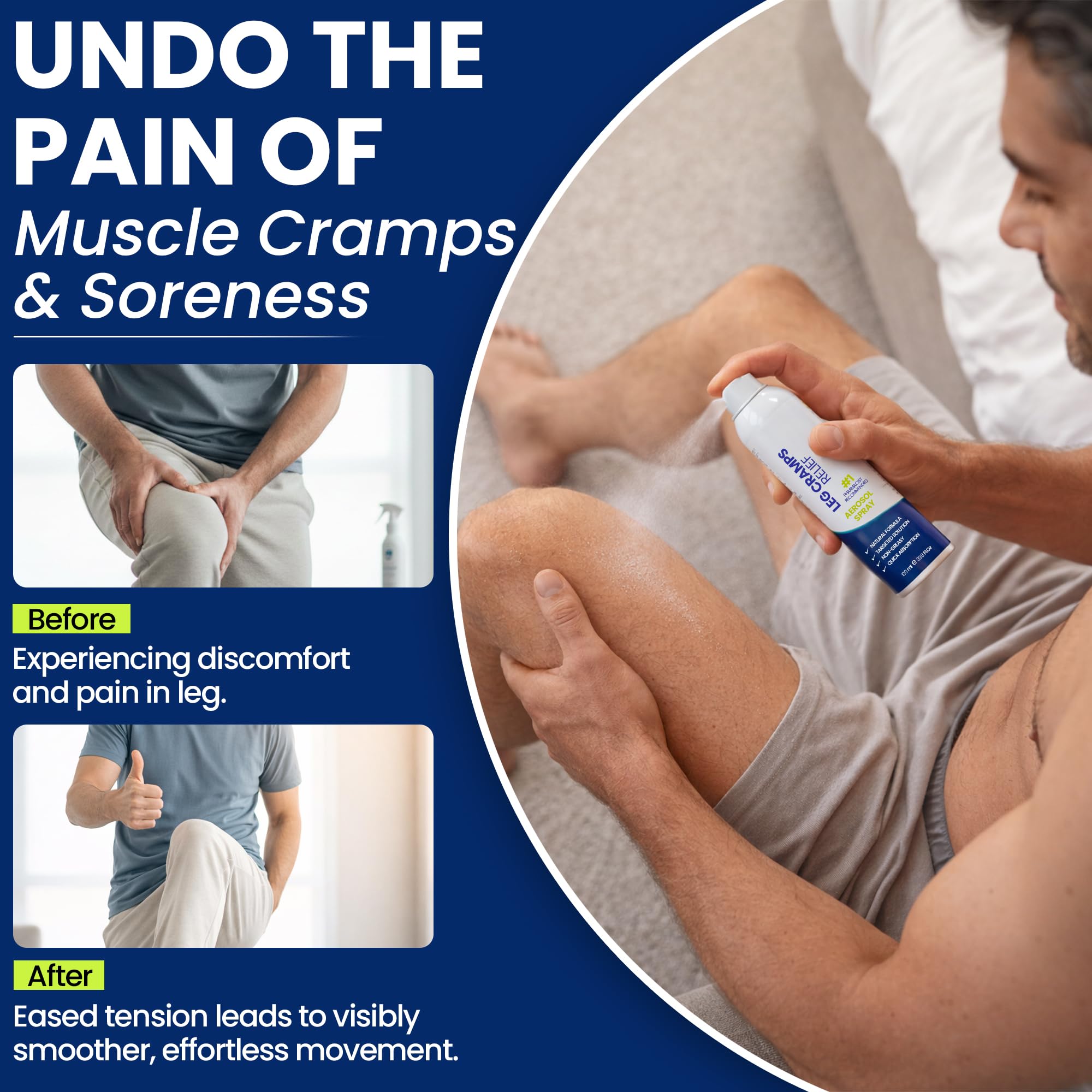 Terramed Just Think Comfort Fast Acting Leg Cramp Relief Aerosol Spray | Pain Relief for Muscle Spasms, Soreness, & Foot and Calf Cramps | Homeopathic Medicine for Restless Legs Syndrome Relief Terramed Just Think ComfortAu supplements