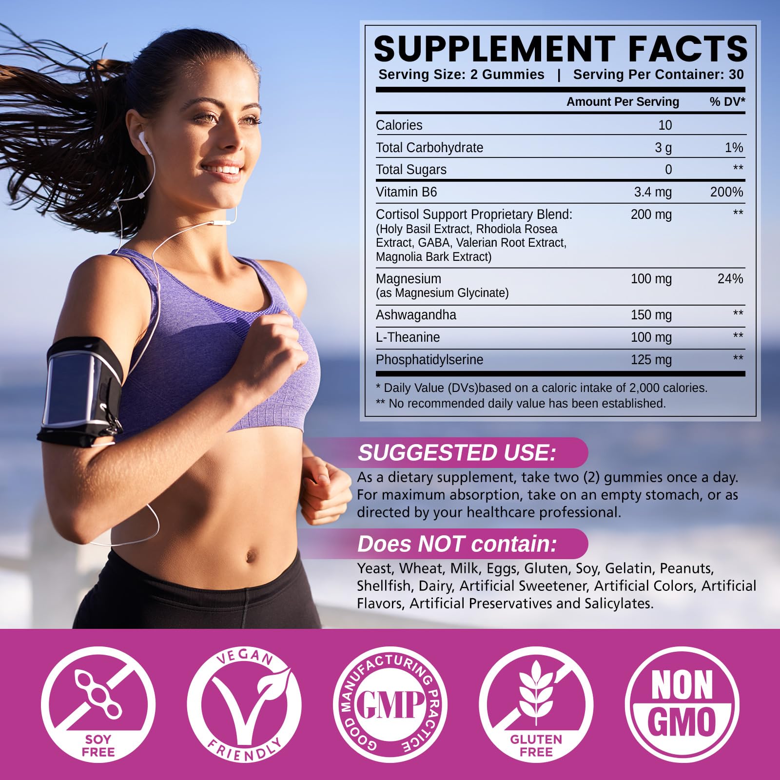 HOLLEGEND Cortisol Supplements for Women Men, Cortisol Gummies with Ashwagandha, Magnesium, L-Theanine, Phosphatidylserine, B6 for Cortisol Detox, Relaxation, Sleep, Focus, Sugar-Free, Vegan, 60 HOLLEGENDAu supplements