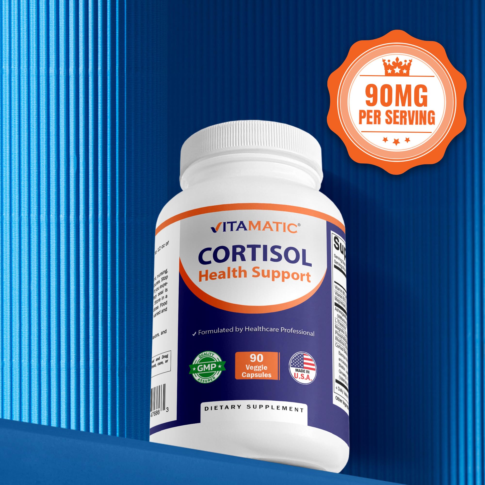 Vitamatic Cortisol Health Support - 90 Veggie Capsules - Made with Adaptogenic Blend with Ashwagandha, Rhodiola, Magnolia, L-Theanine, Phosphatidylserine VitamaticAu supplements