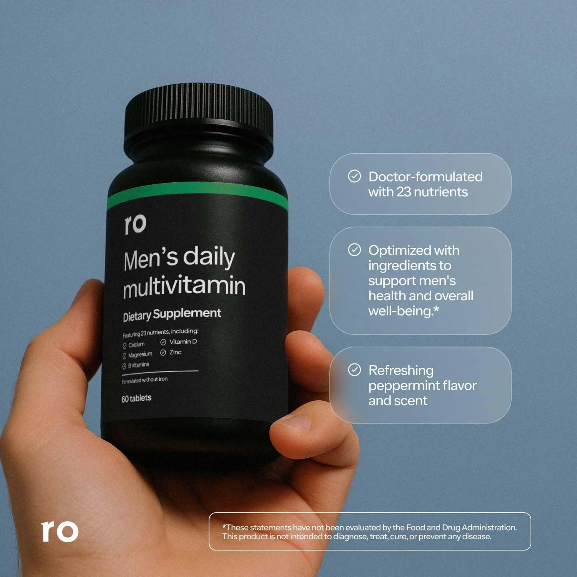 Ro Daily Multivitamin for Men | Supports Physical Activity, Brain + Heart Health, and Immune System with 23 Key Nutrients Including Calcium RoAu supplements