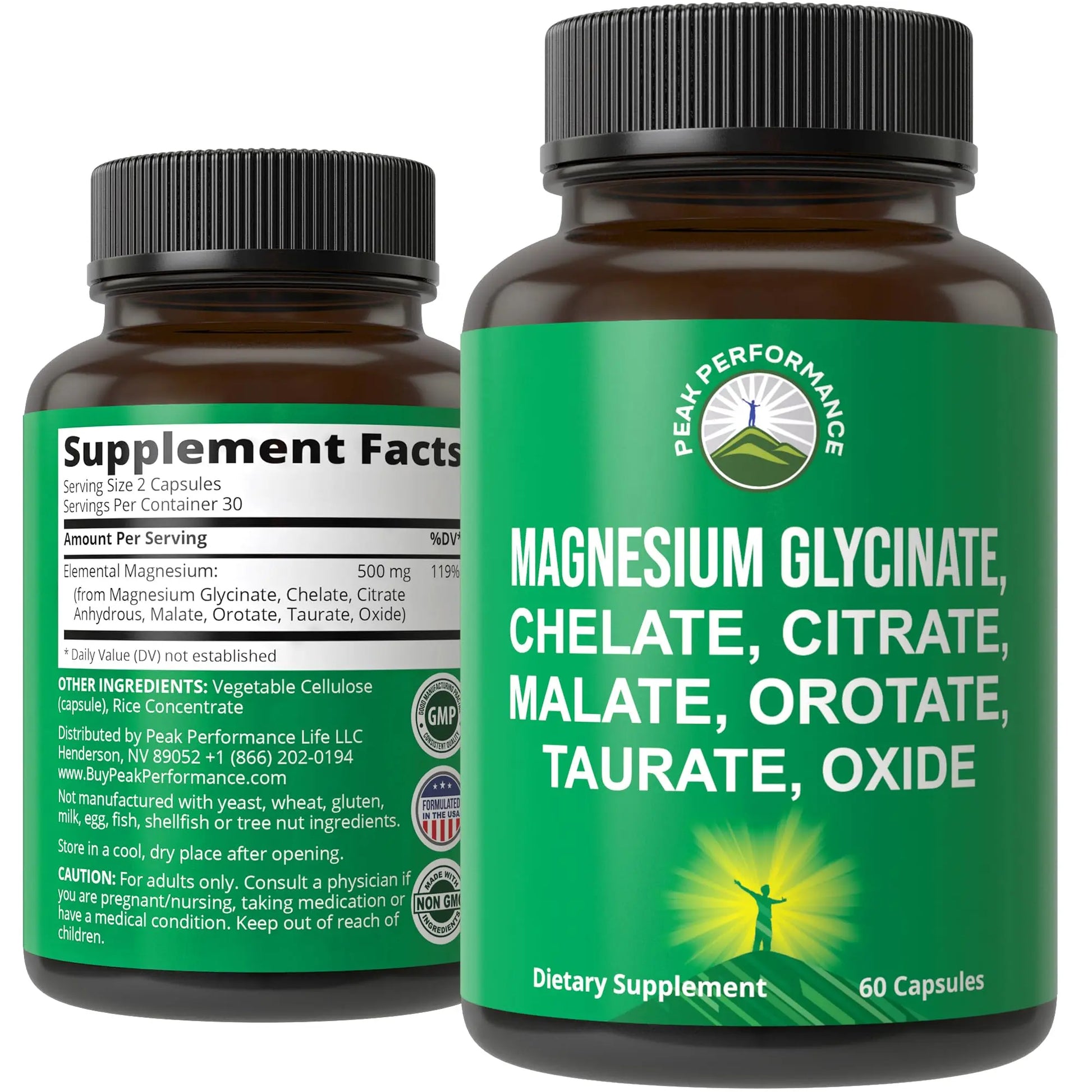 Magnesium Glycinate + Citrate + Malate + Chelate + Orotate + Taurate + Oxide. 7 Forms of Magnesium Complex. 500mg Supplement Capsules for Women & Men. 2 Pills for Sleep, Leg Cramps, Muscles Peak PerformanceAu supplements