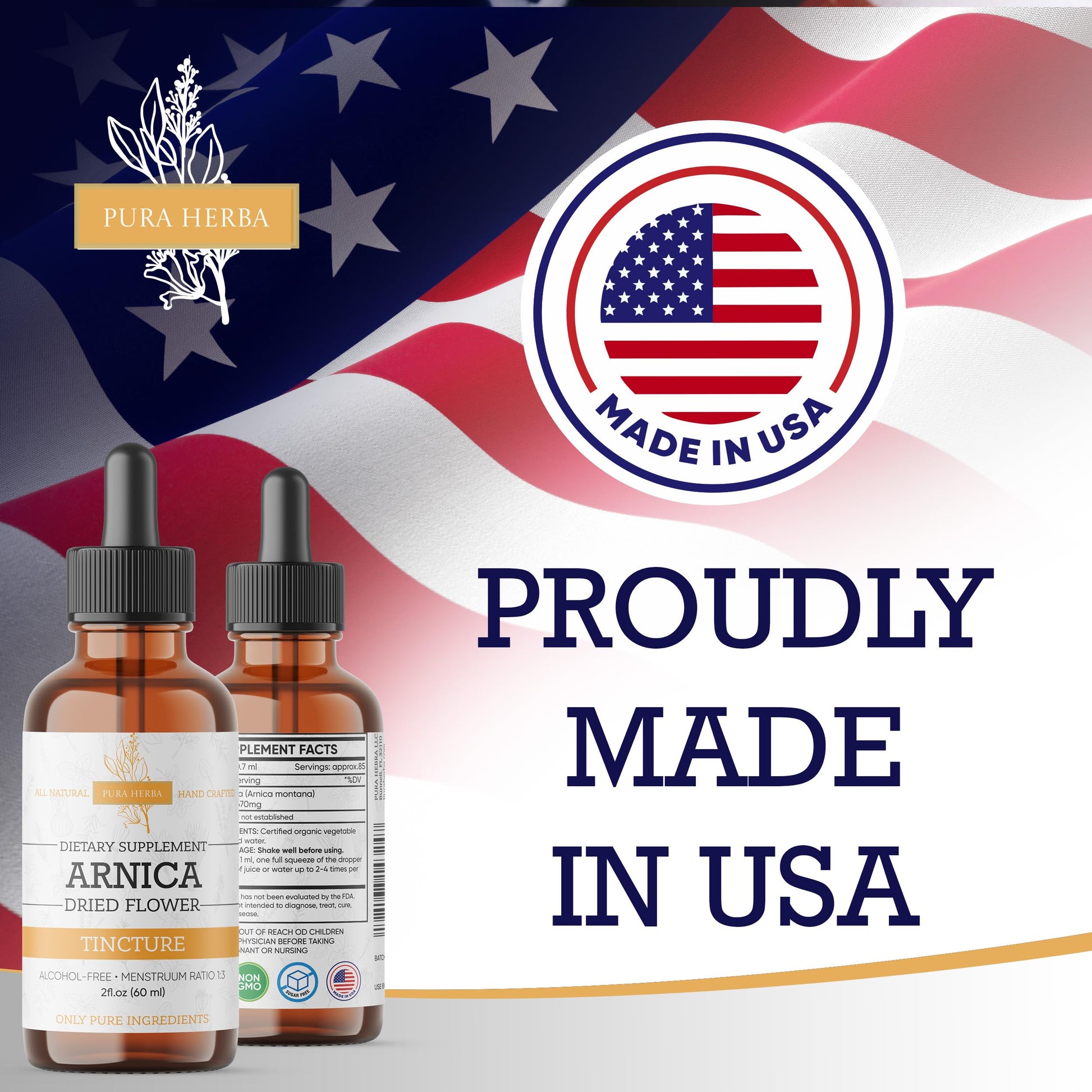 Pura Herba Arnica Liquid Extract – Alcohol-Free, Vegan, Supports Muscle Recovery & Joint Comfort, Fast-Absorbing Tincture, Made in USA – 2 Fl Oz Pura HerbaAu supplements