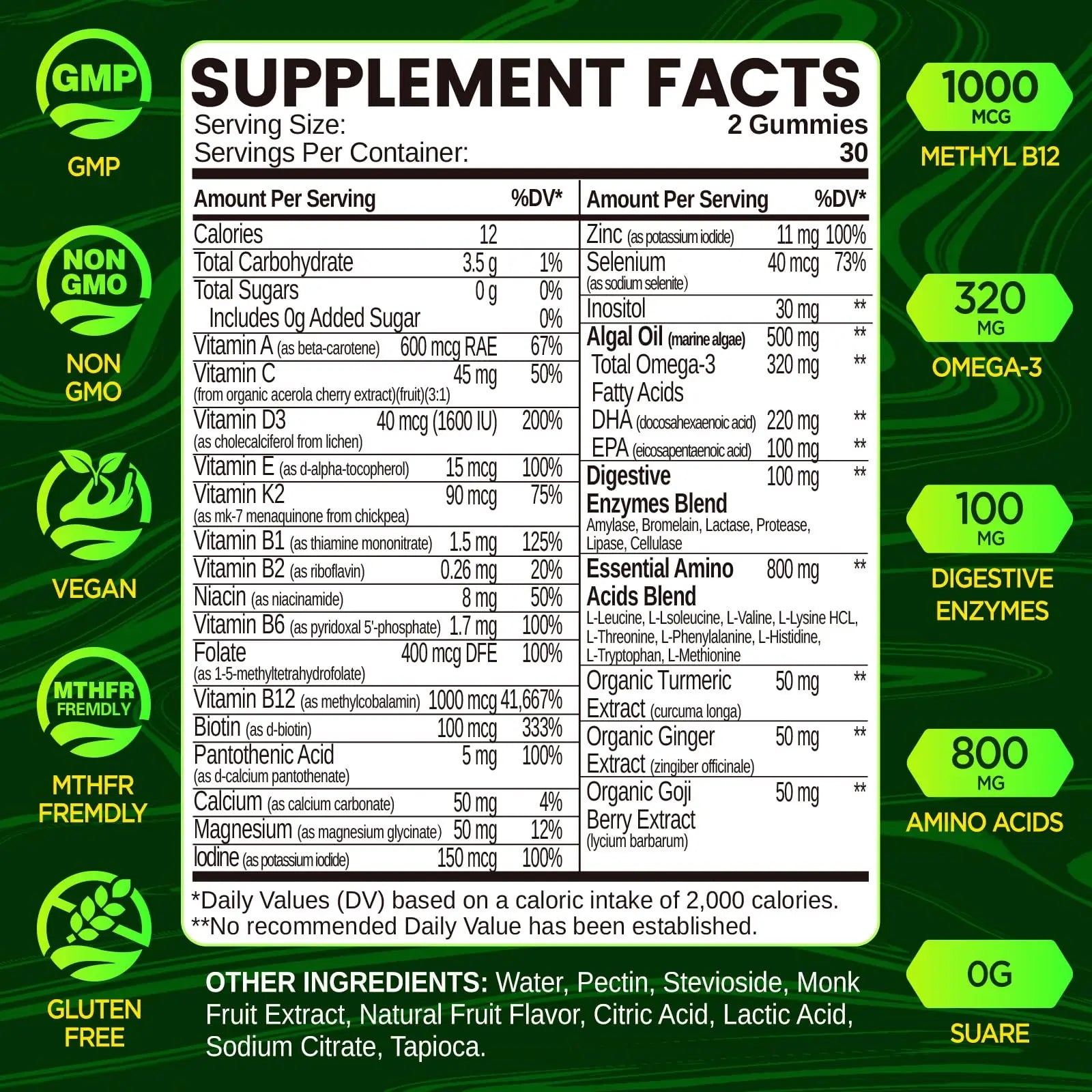 Methylated Multivitamin for Men Gummies, Men`s Multivitamins Gummies with Vitamin B Complex, A, C ,D3, E, K2, Calcium, Magnesium, Omega-3 NATISLANDAu supplements